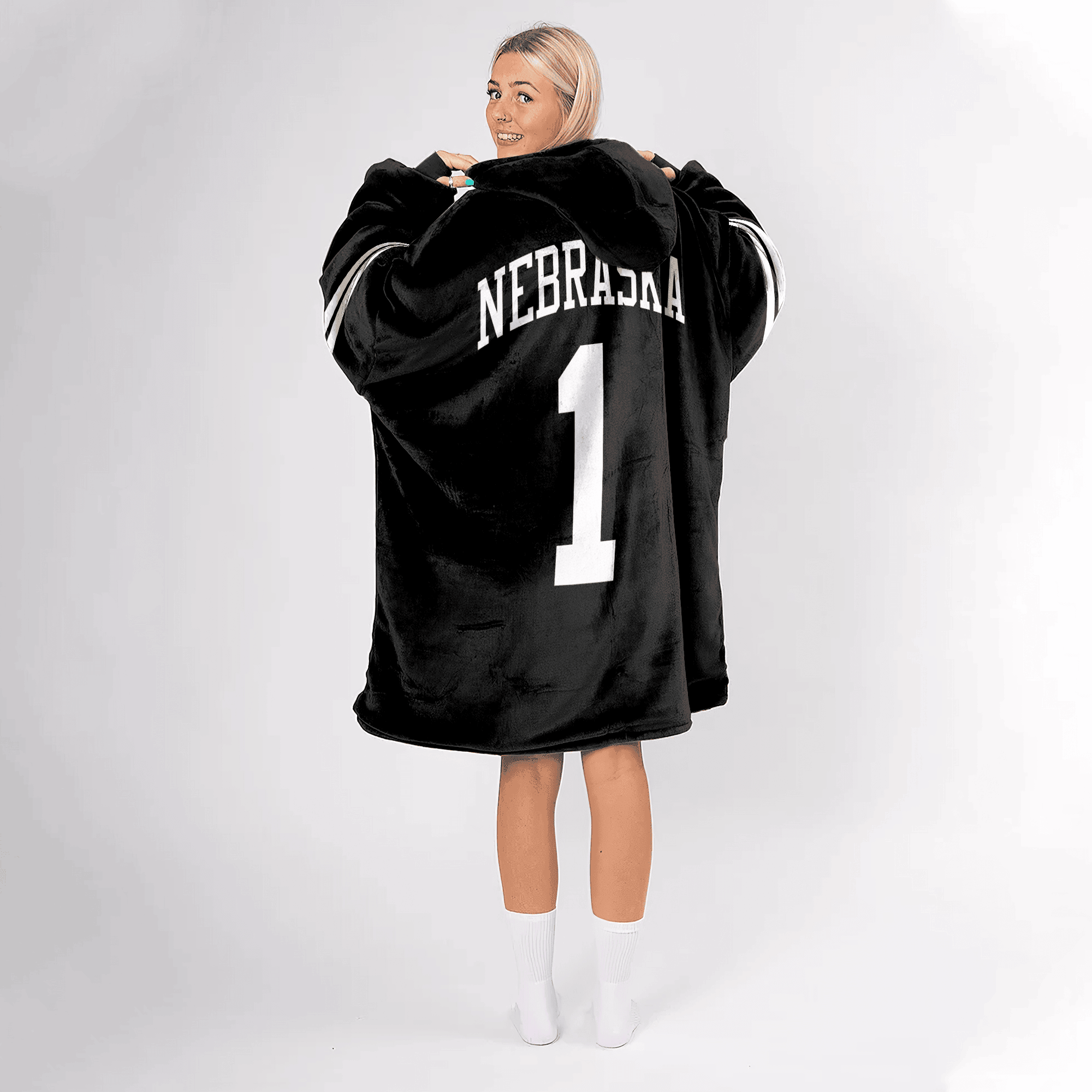 Adult 1 Nebraska Football Unisex Blanket Hoodie