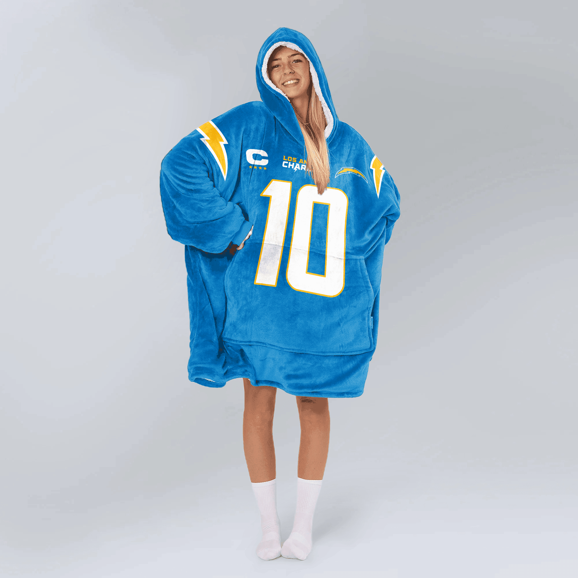 Adult Captain JH 10 Los Angeles Football Unisex Blanket Hoodie
