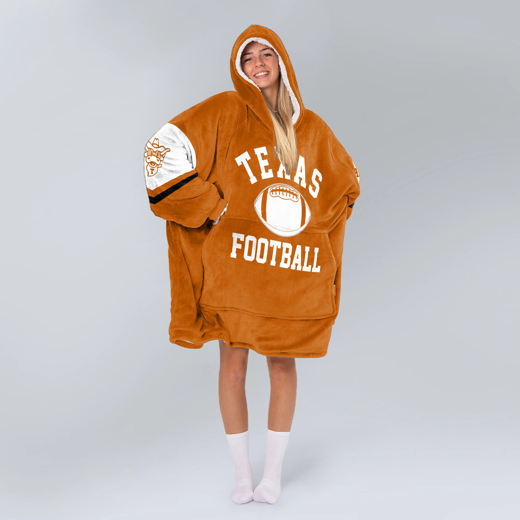 Adult Texas Longhorns Football Unisex Blanket Hoodie