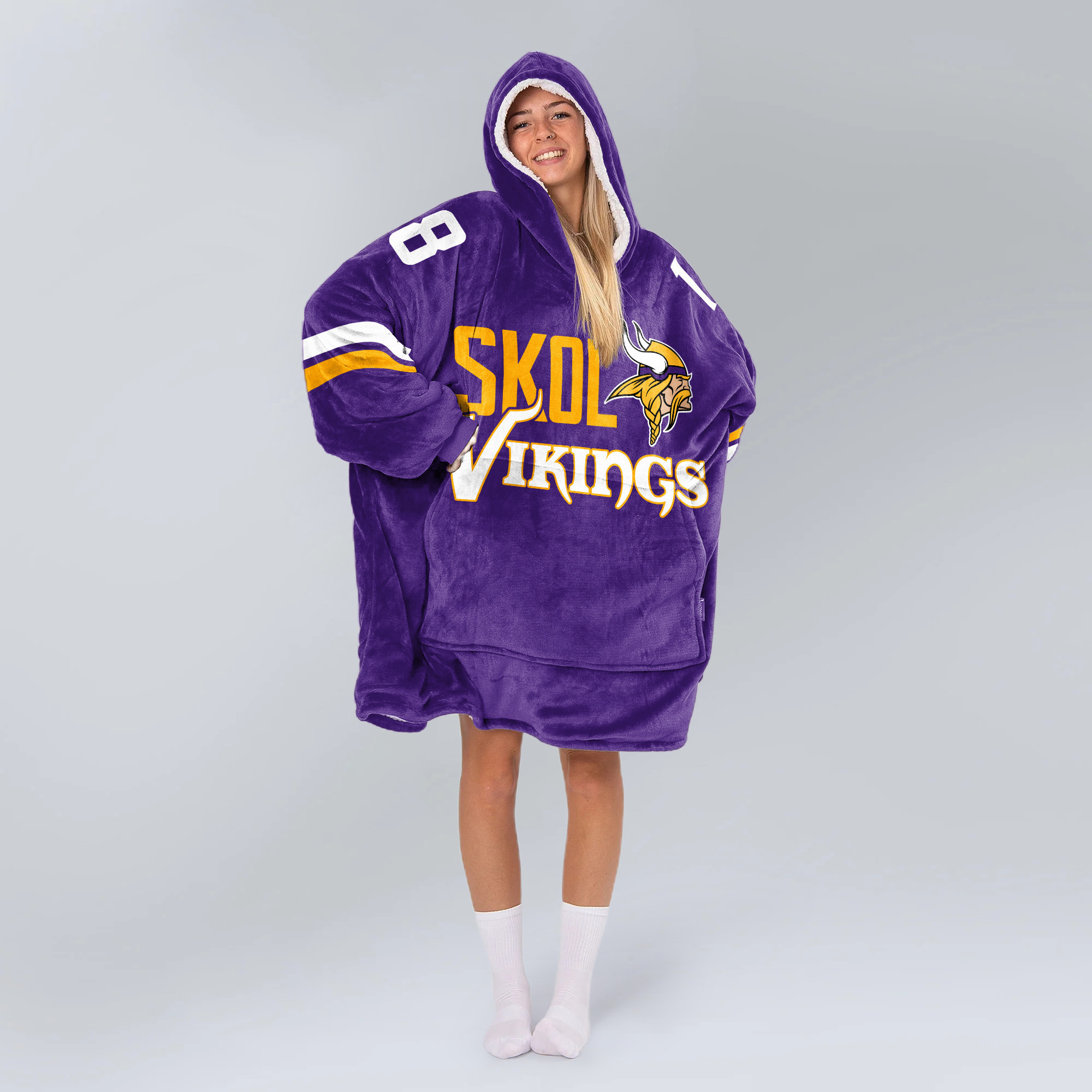 Adult Skol JJ 18 Minnesota Football Unisex Blanket Hoodie