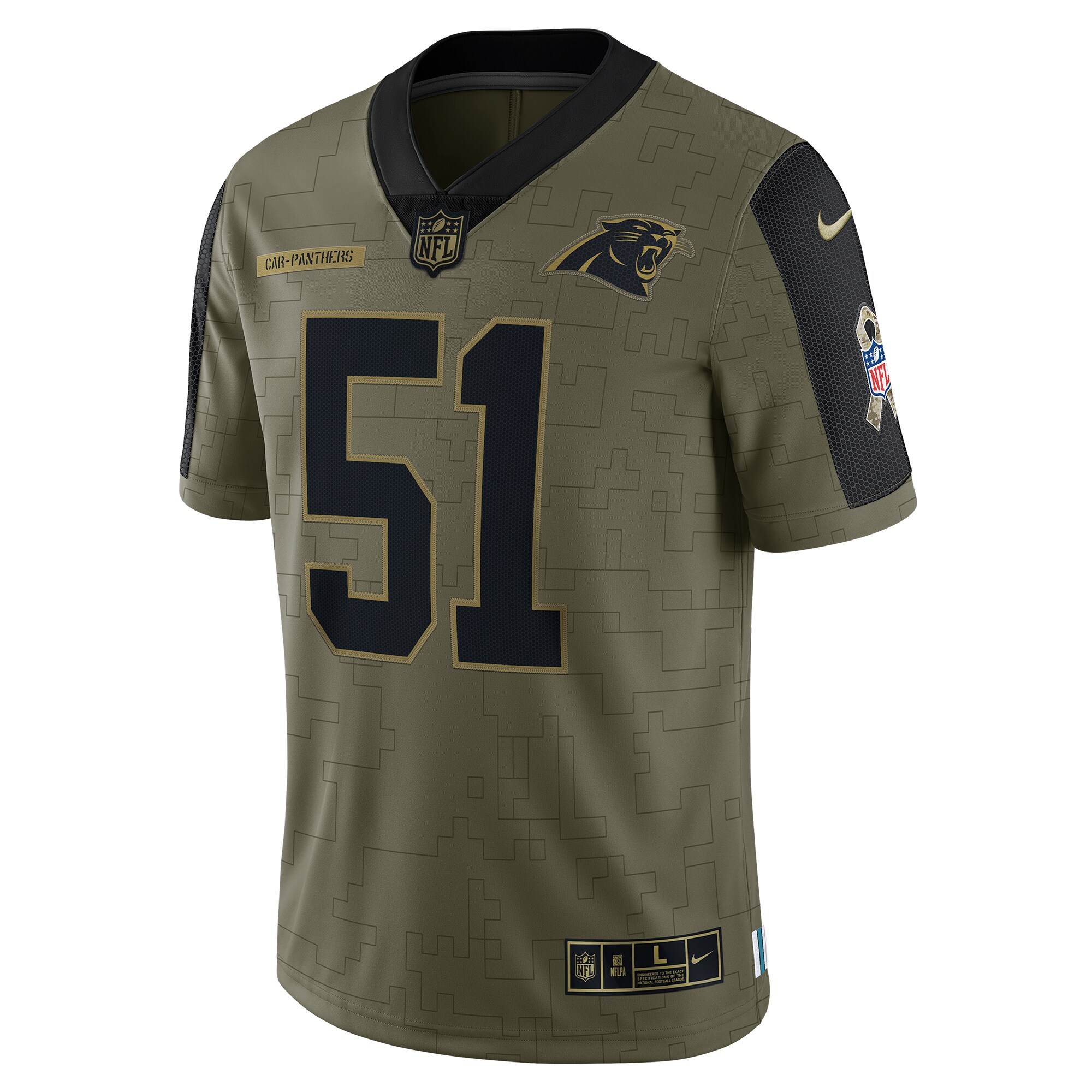 Sam Mills Carolina Panthers  2021 Salute To Service Retired Player Limited Jersey - Olive