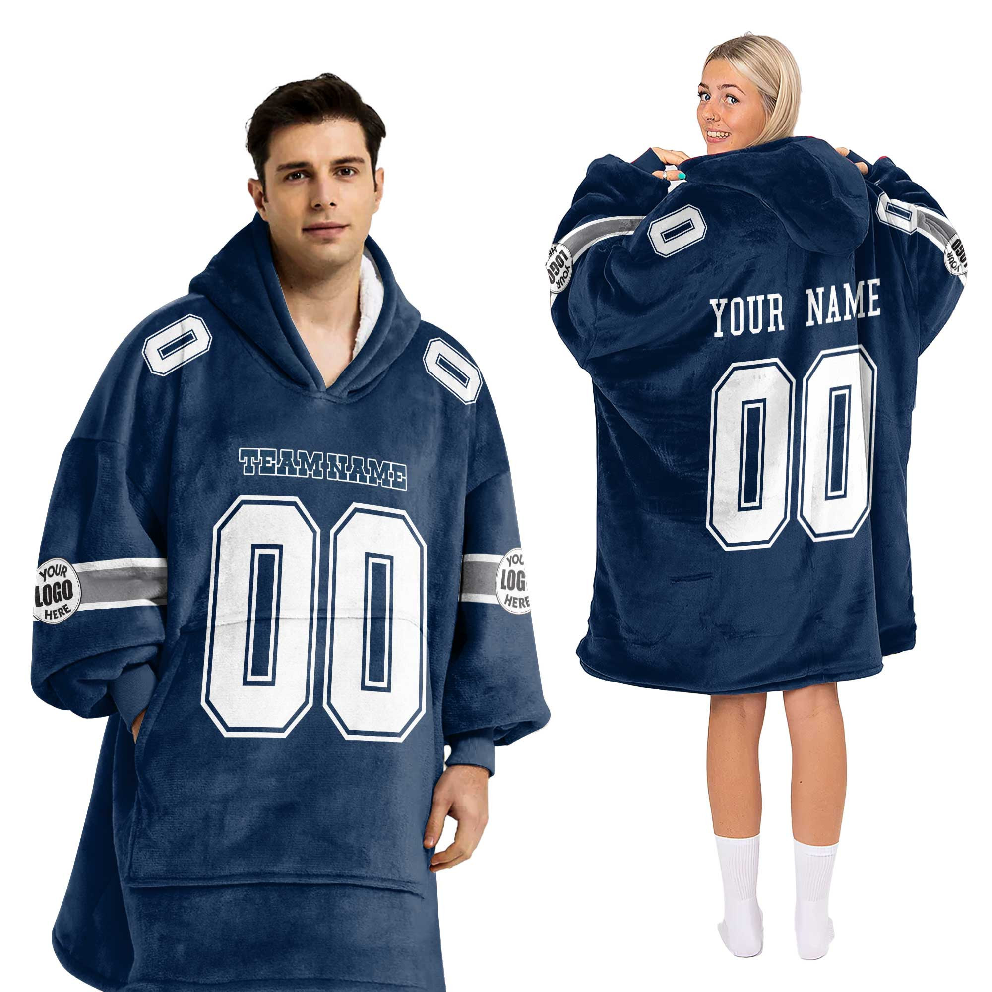 Adult Custom Blanket Hoodie Dallas Inspired Color