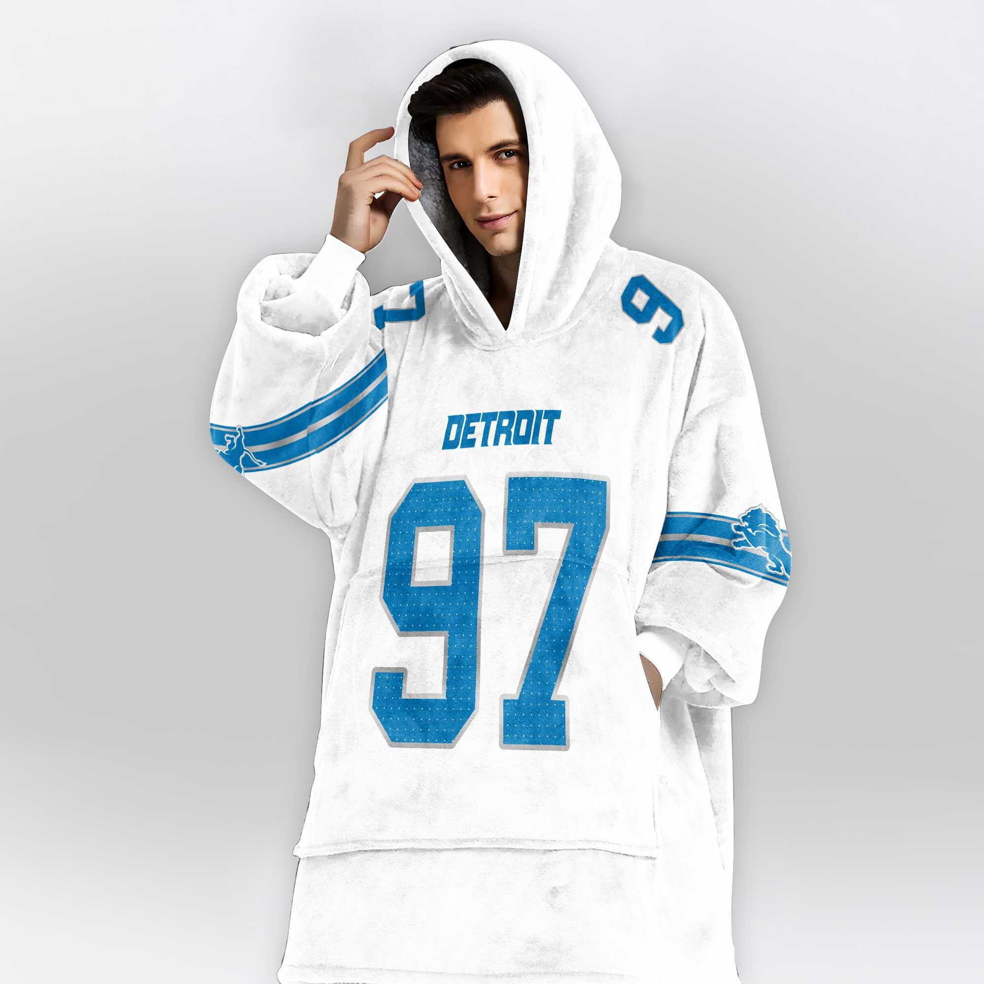 Adult 97 Detroit Football Unisex Blanket Hoodie
