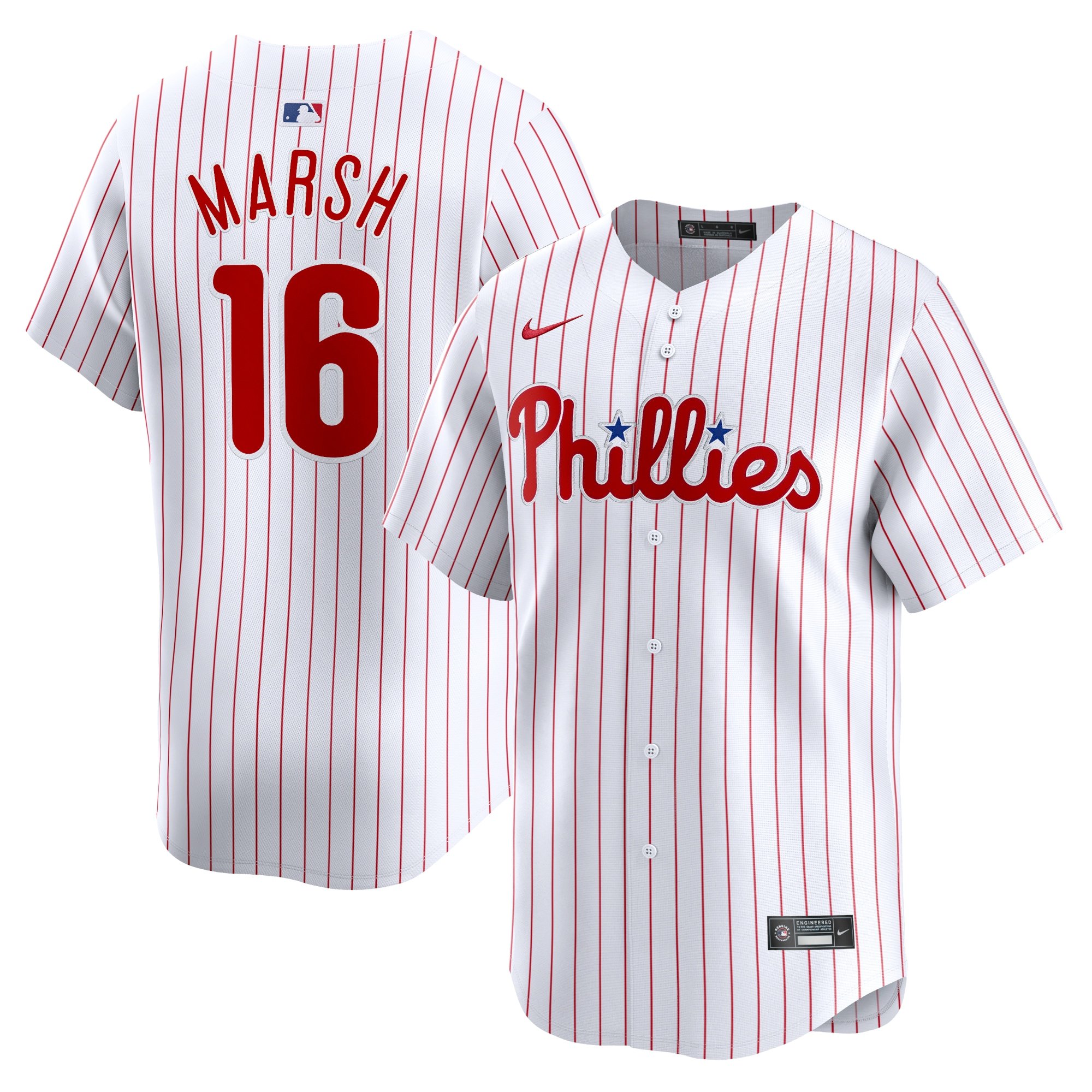 Men's Philadelphia Phillies #16 Brandon Marsh  White Home Limited Player Jersey