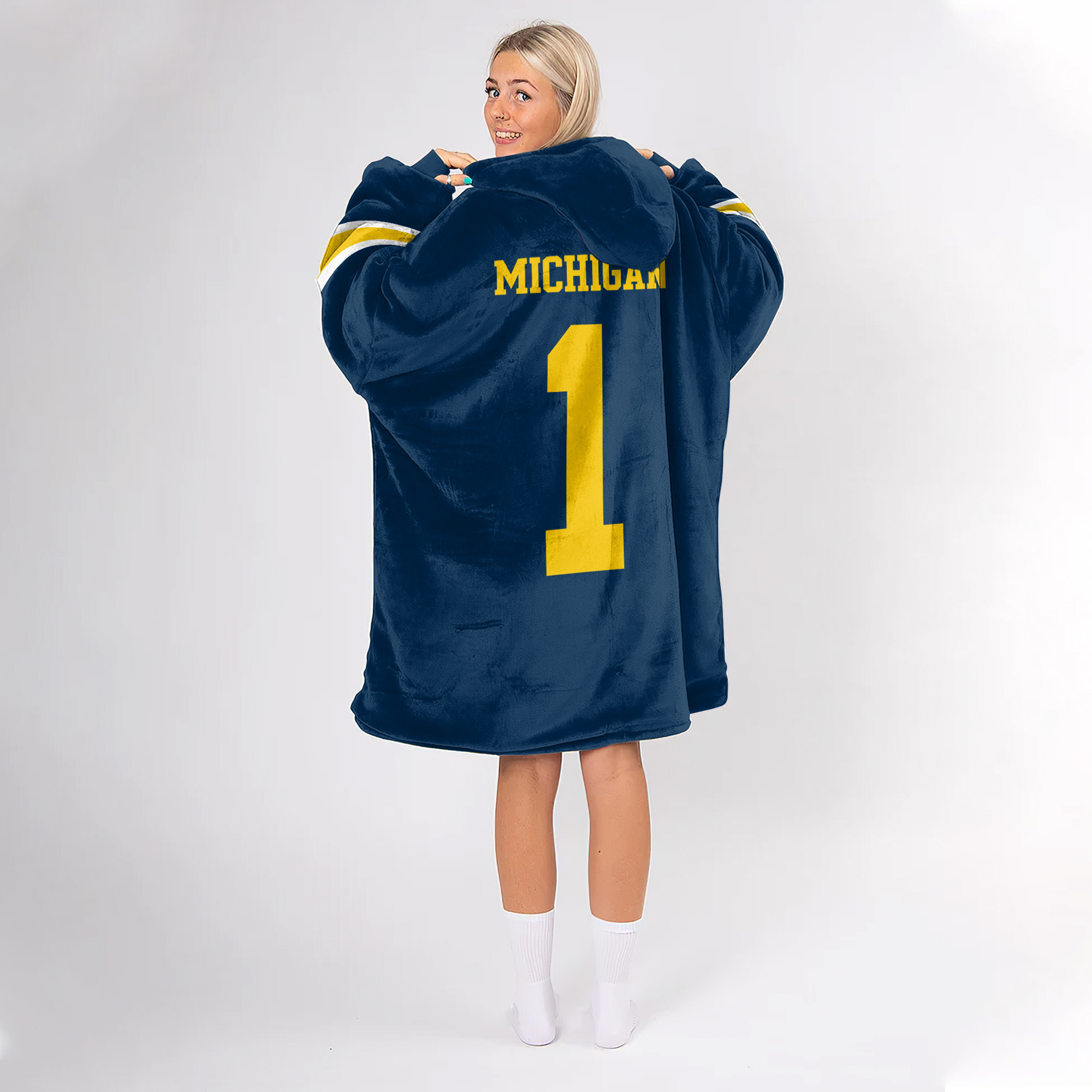 Adult #1 Michigan Football Unisex Blanket Hoodie
