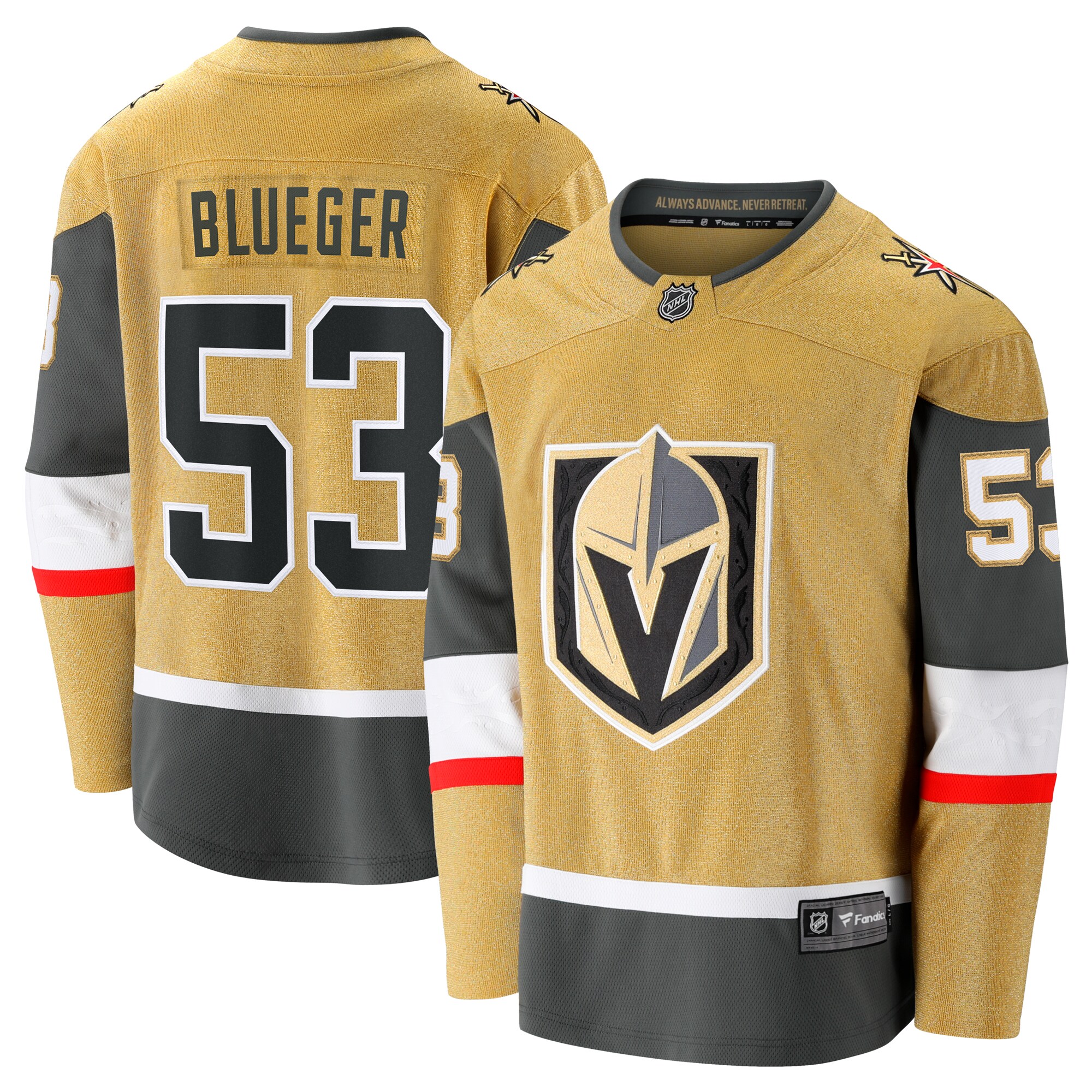 Teddy Blueger Vegas Golden Knights Home Breakaway Jersey - Gold