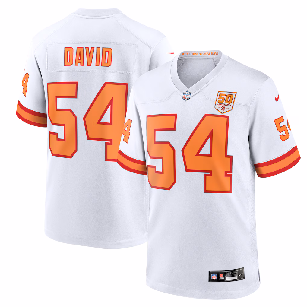 Lavonte David #54 '76 Tampa Bay Buccaneers 50th Season Game Jersey - White