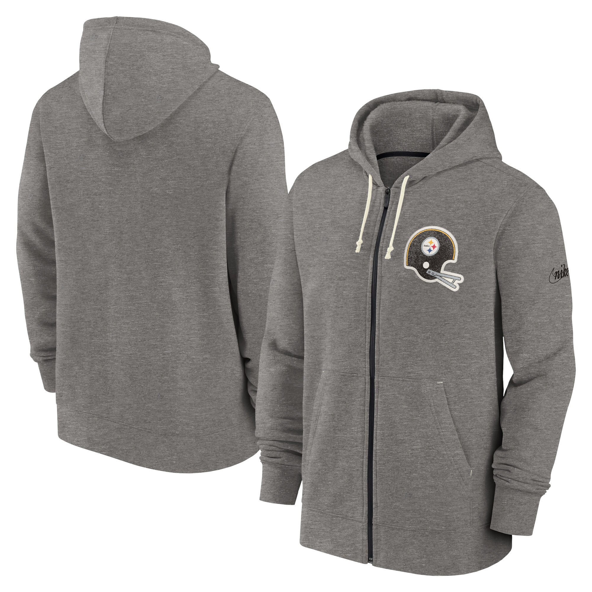 Pittsburgh Steelers Historic Lifestyle Full-Zip Hoodie - Heather Charcoal