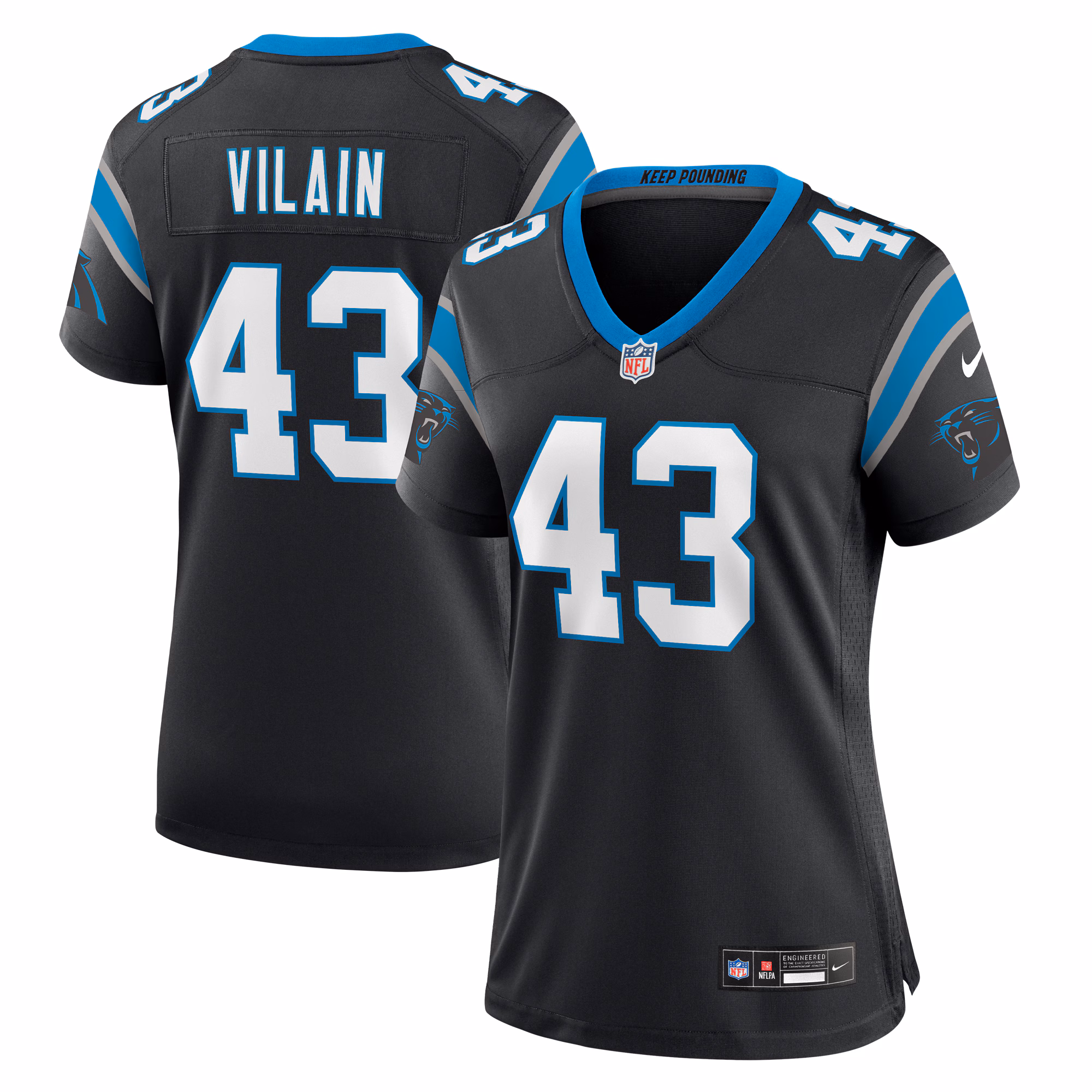 Luiji Vilain Carolina Panthers Women's  Game Jersey -  Black