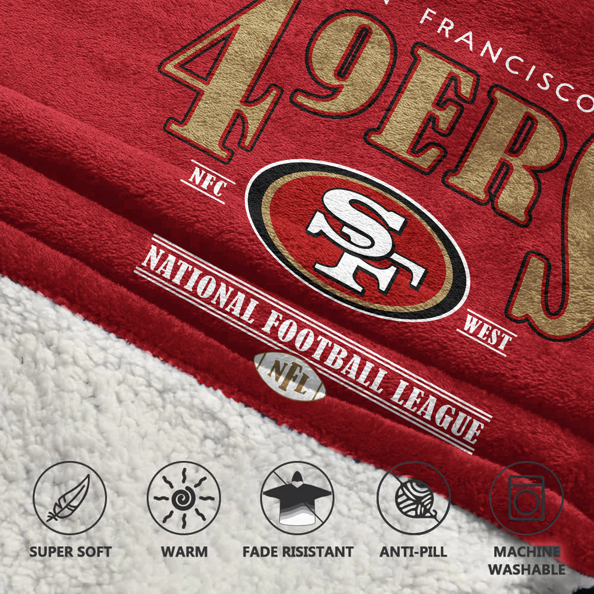 Adult San Francisco 49ers Football Unisex Blanket Hoodie