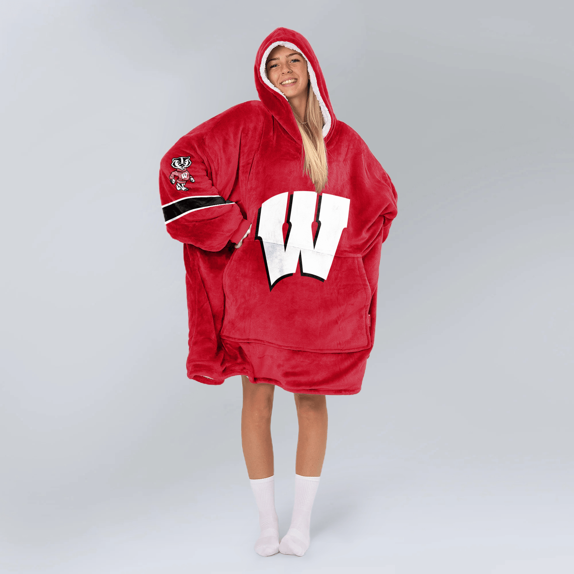 Adult #1 Wisconsin Football Unisex Blanket Hoodie