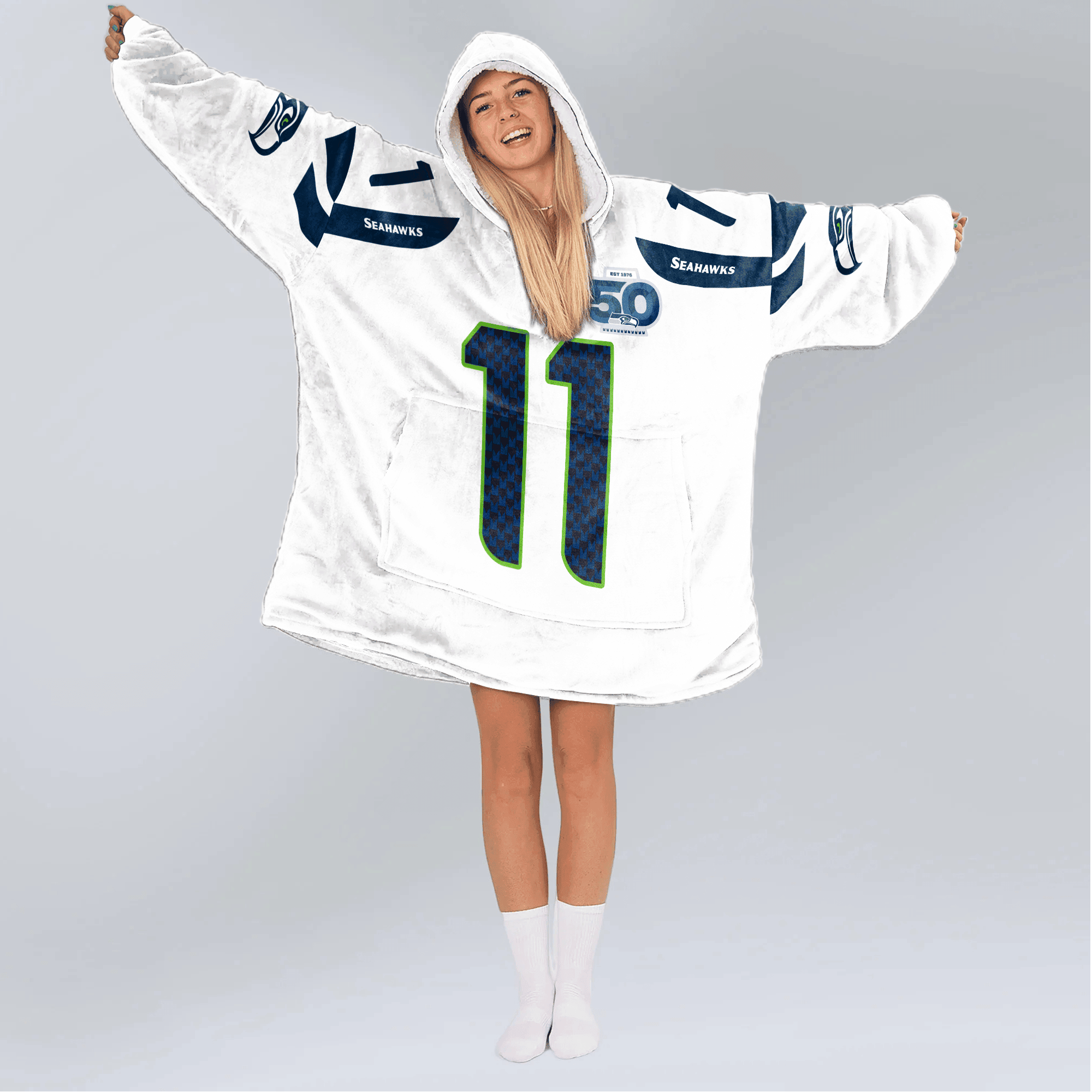 Adult 11 Seattle Football Unisex Blanket Hoodie
