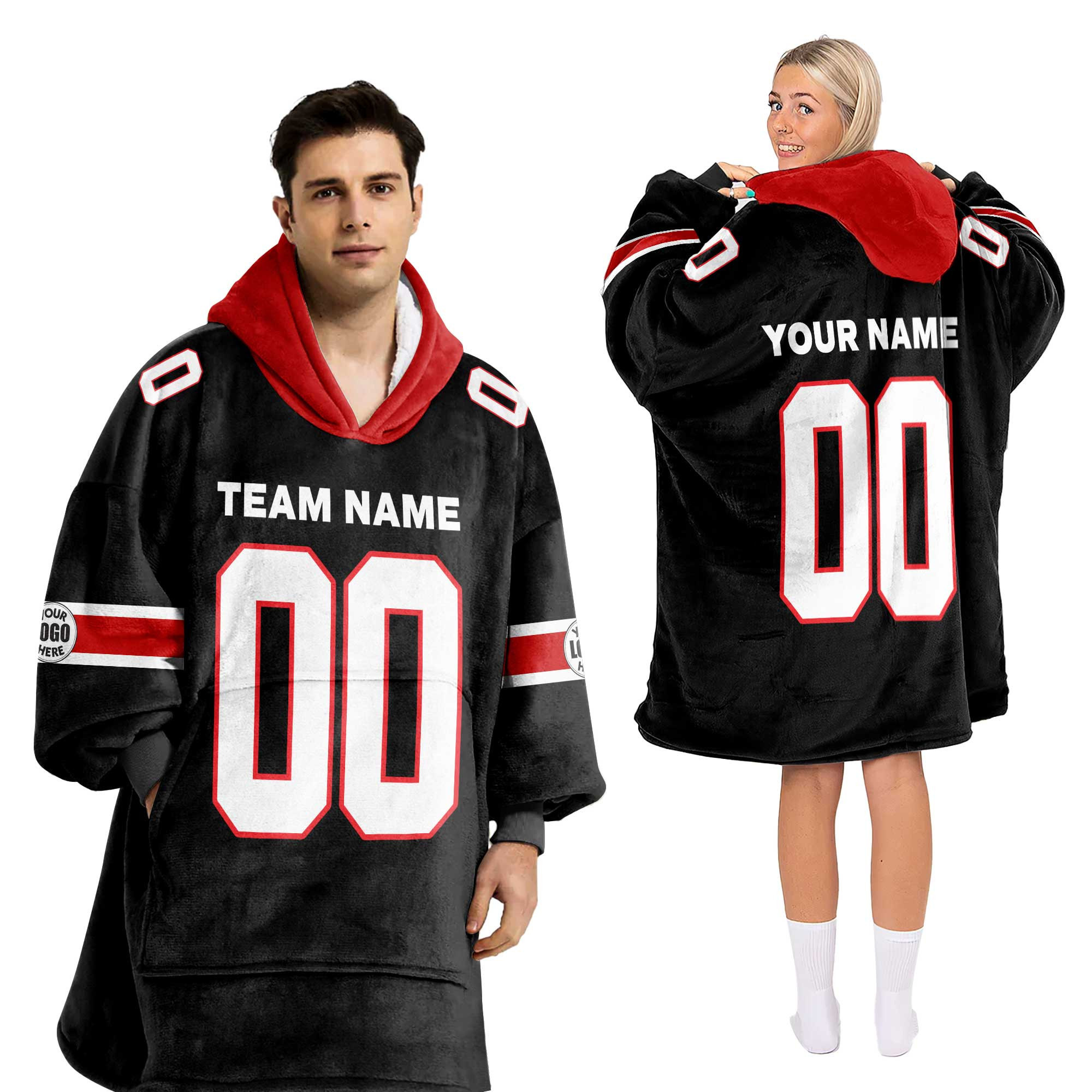 Adult Custom Blanket Hoodie Georgia Inspired Color