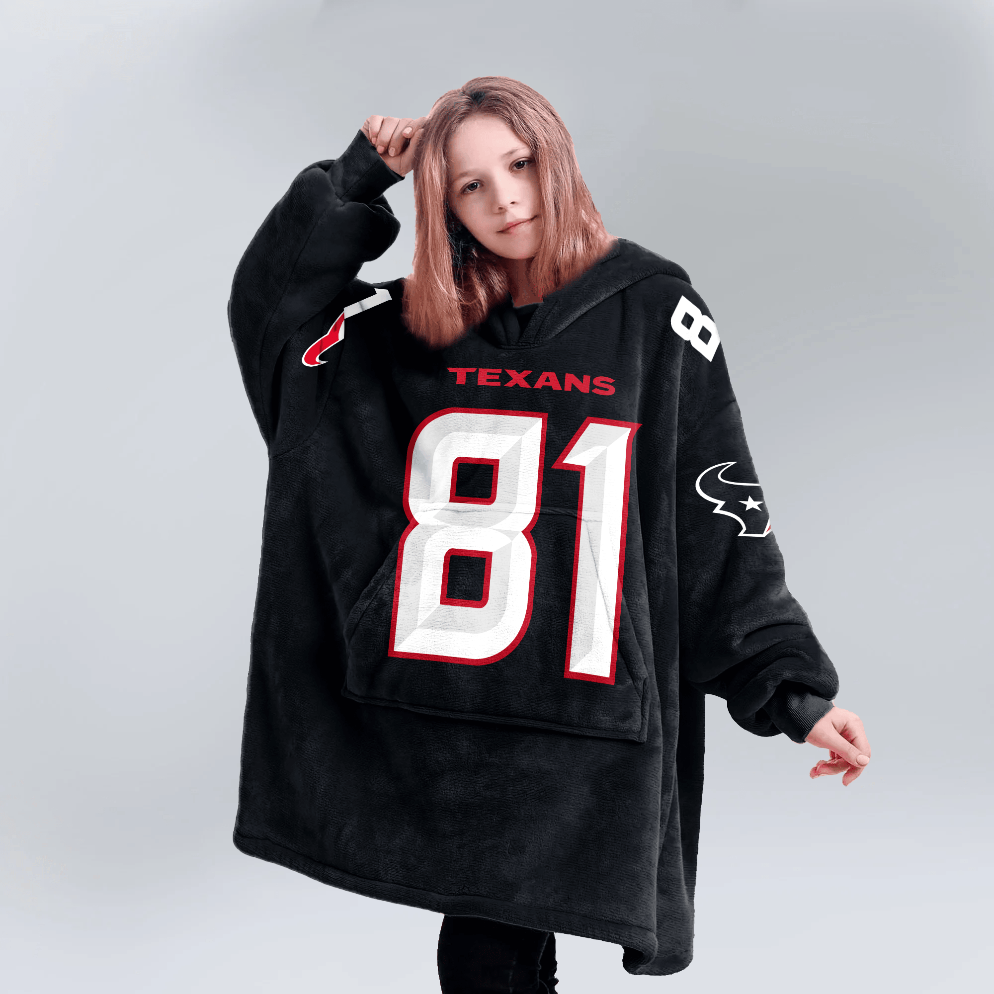 Kid J.H 81 Houston Football Unisex Blanket Hoodie
