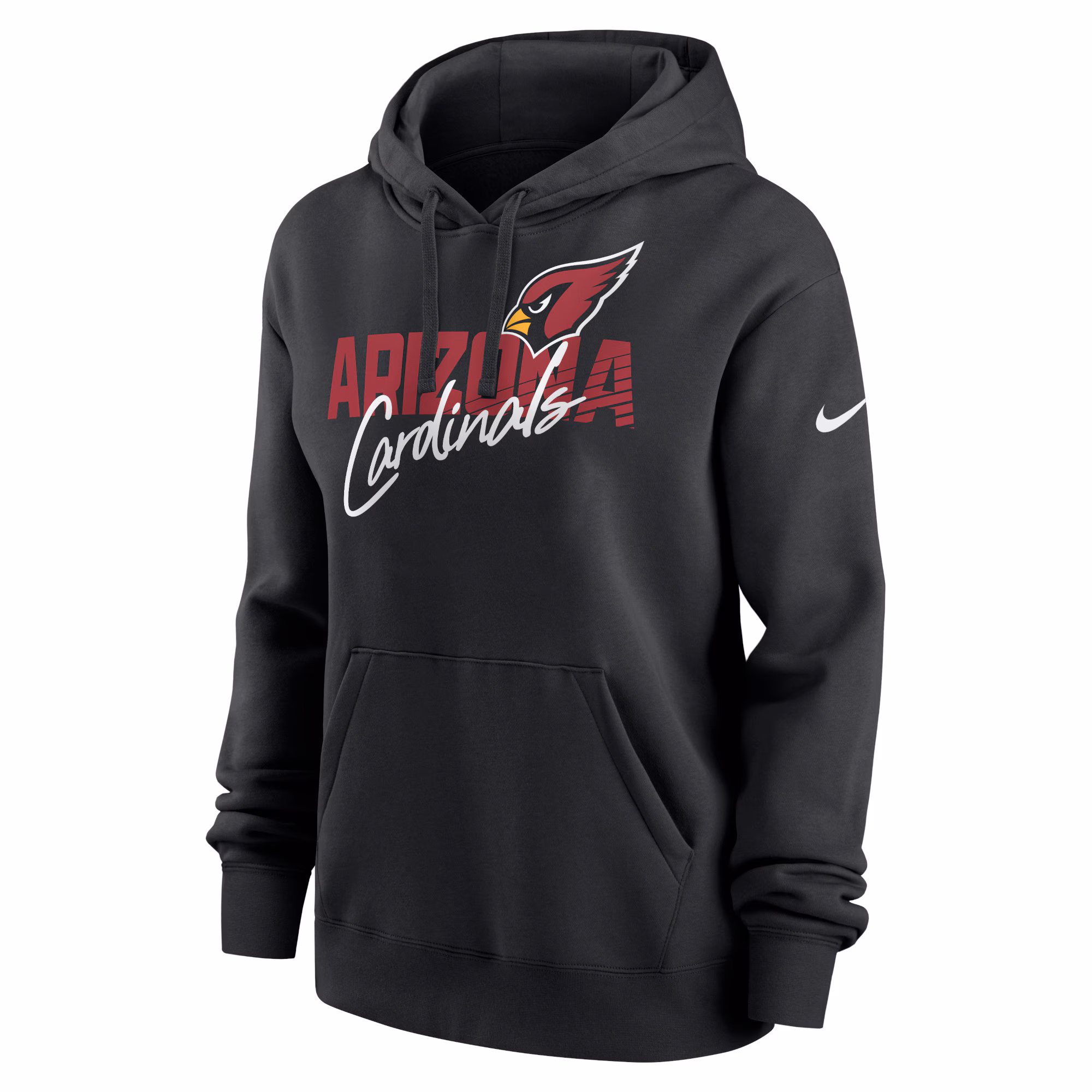 Arizona Cardinals Women's Wordmark Club Fleece Pullover Hoodie - Black