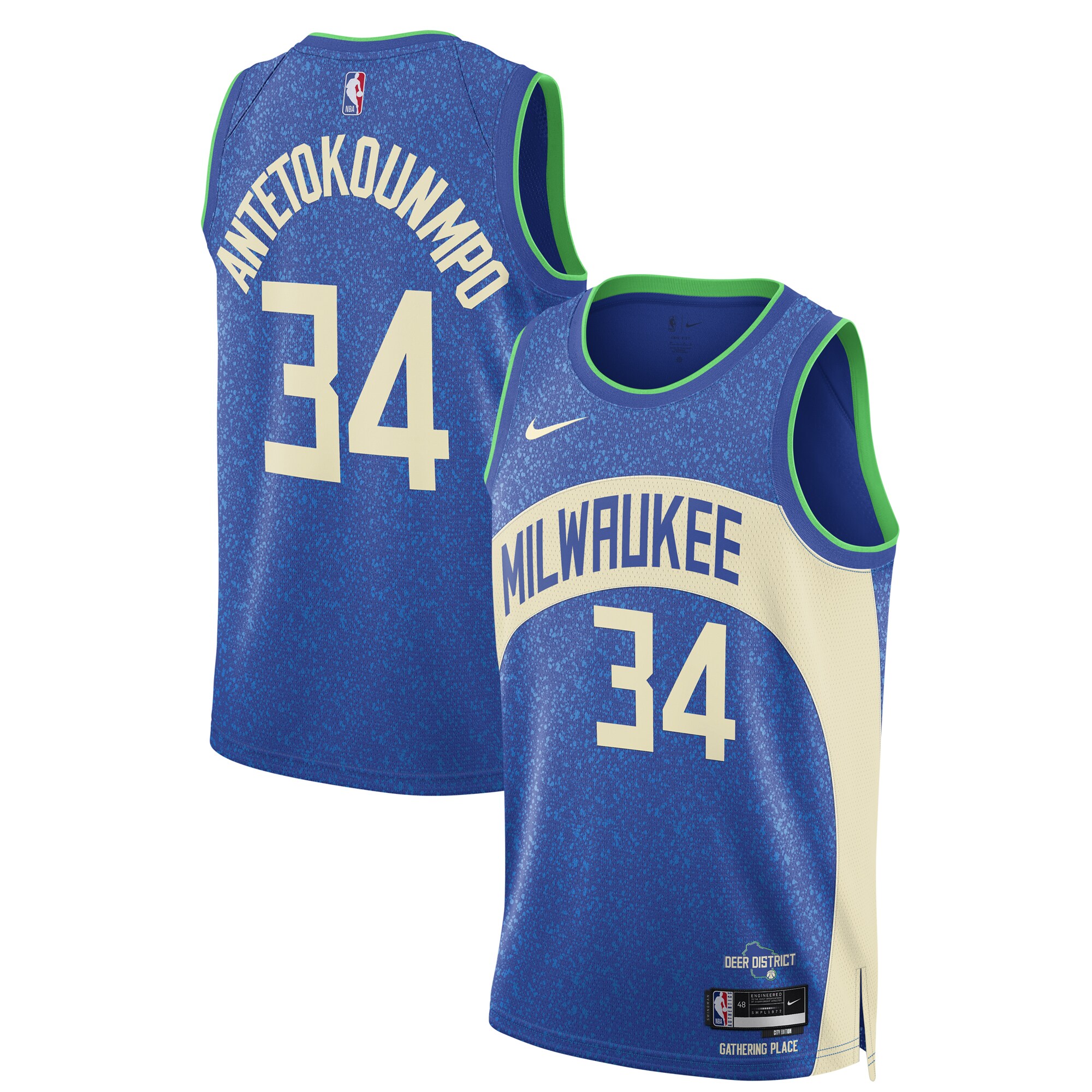 Unisex Milwaukee Bucks Giannis Antetokounmpo  Blue 2023/24 Swingman Jersey - City Edition