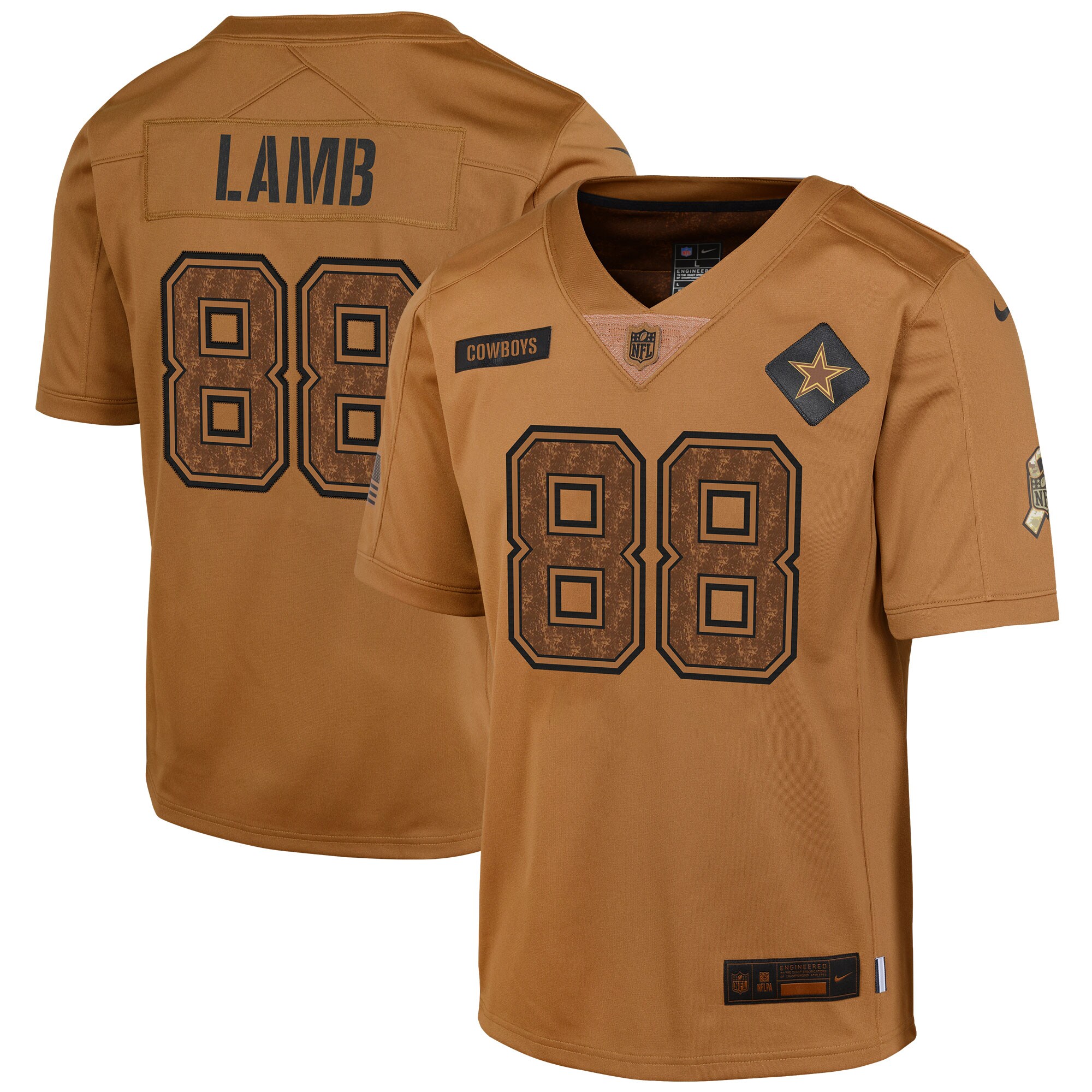 CeeDee Lamb Dallas Cowboys  Youth 2023 Salute To Service Limited Jersey - Brown