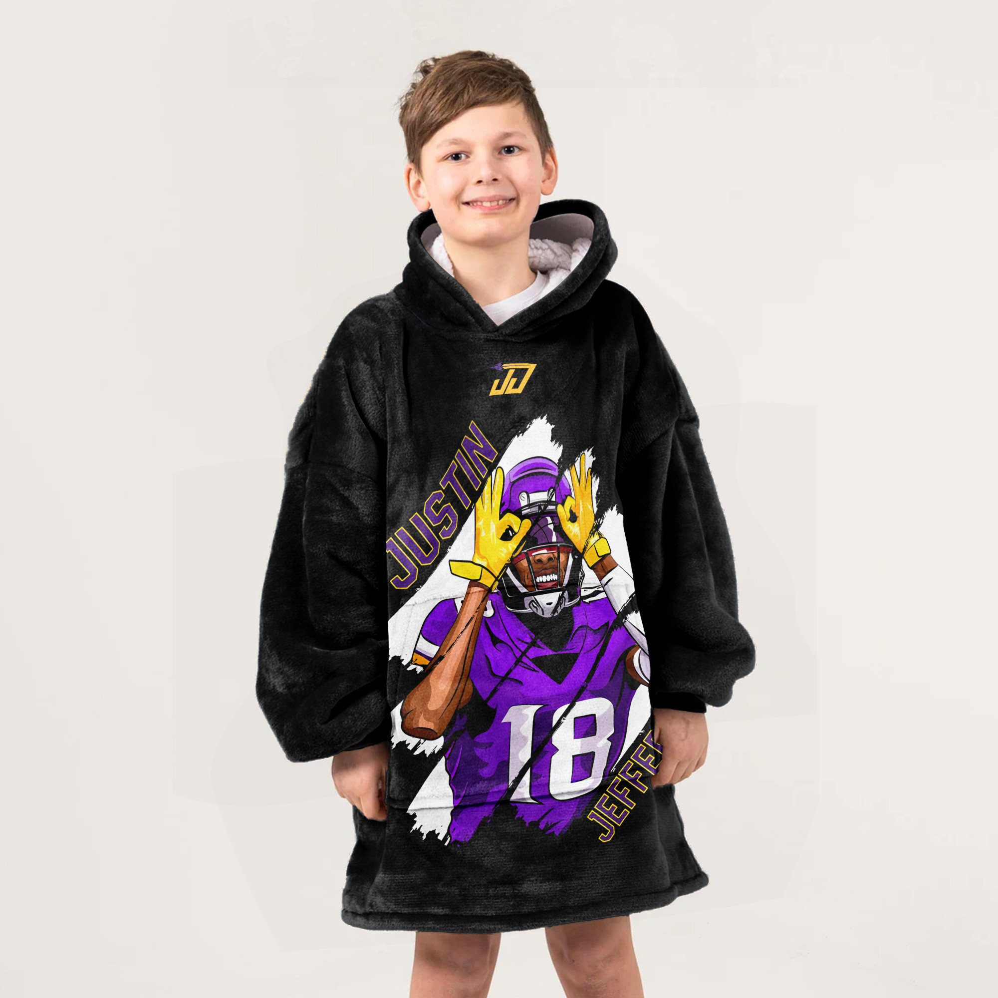 Adult JJ 18 Minnesota Football Unisex Blanket Hoodie