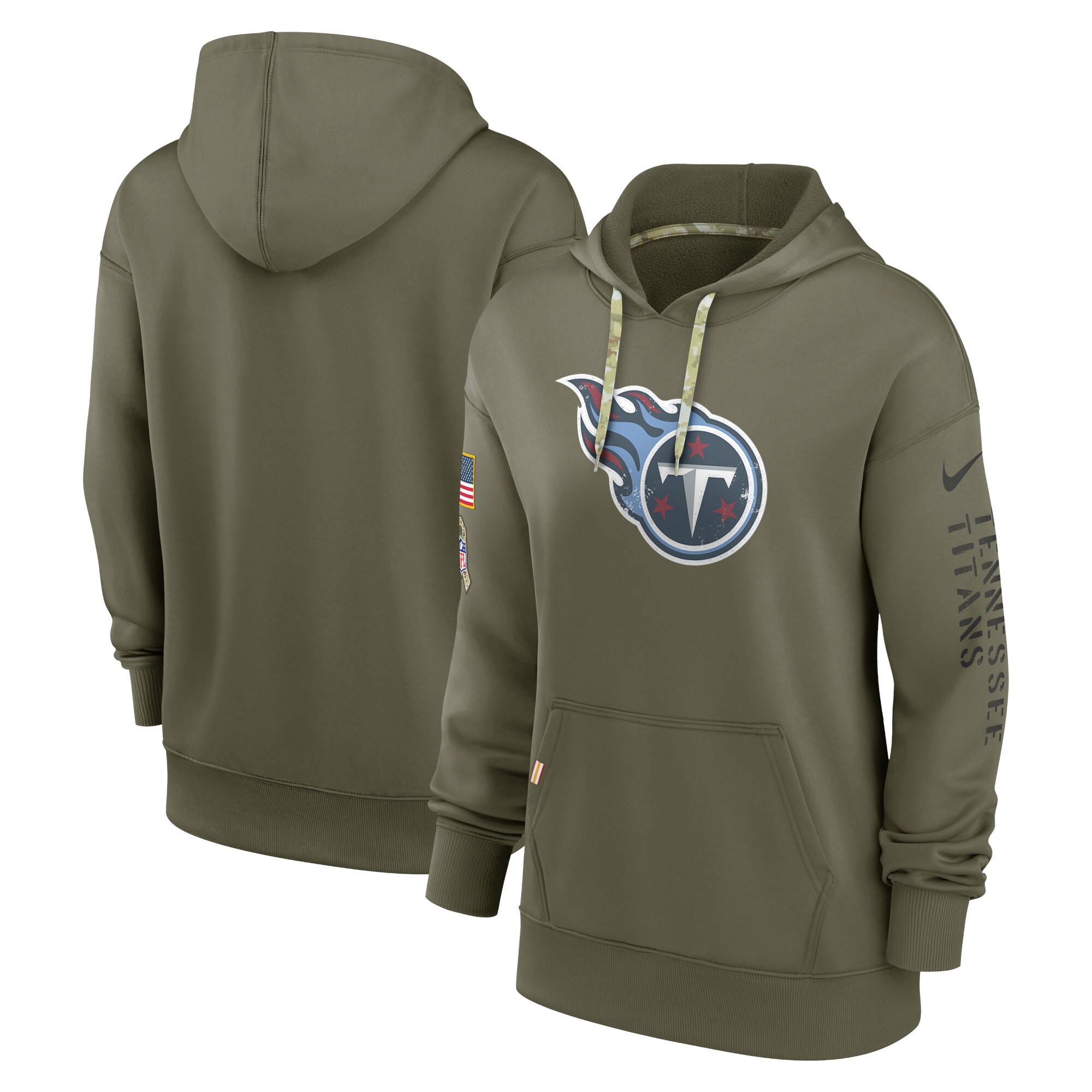 Tennessee Titans Women's 2022 Salute To Service Performance Pullover Hoodie - Olive