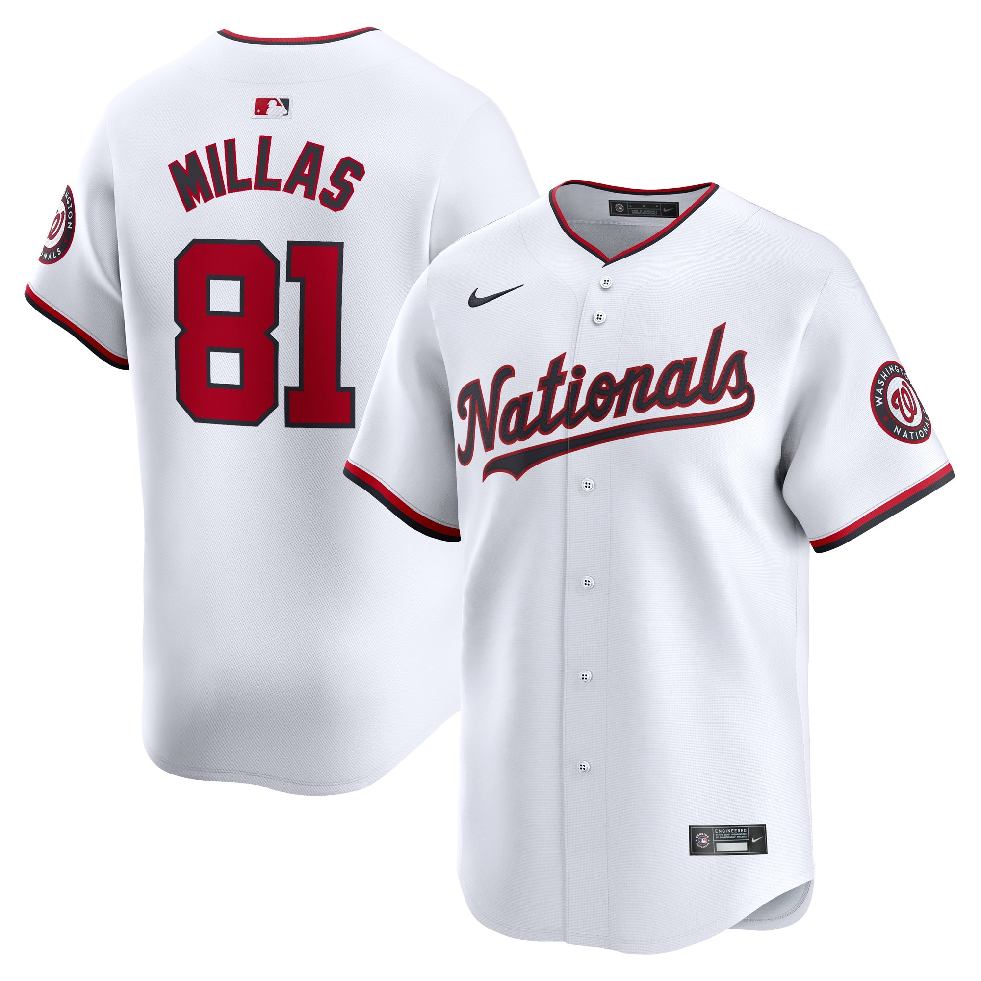 Men's Washington Nationals Drew Millas  White Home Limited Player Jersey