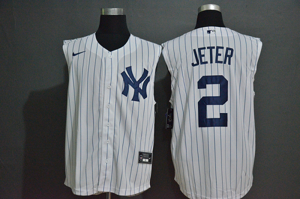 Men's New York Yankees #2 Derek Jeter White 2020 Cool and Refreshing Sleeveless Fan Stitched MLB  Jersey