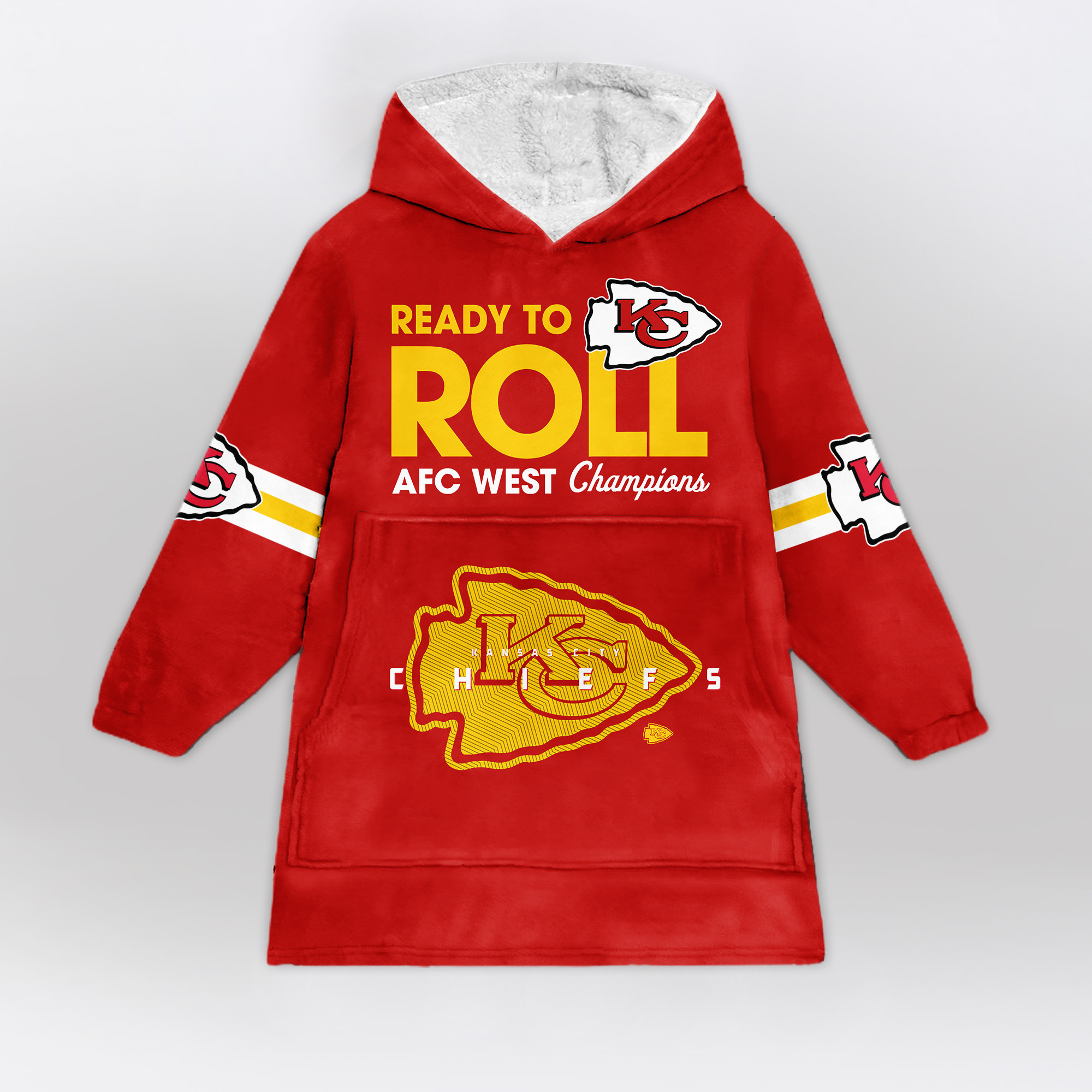 Adult 15 Ready To Roll Kansas City Football Unisex Blanket Hoodie