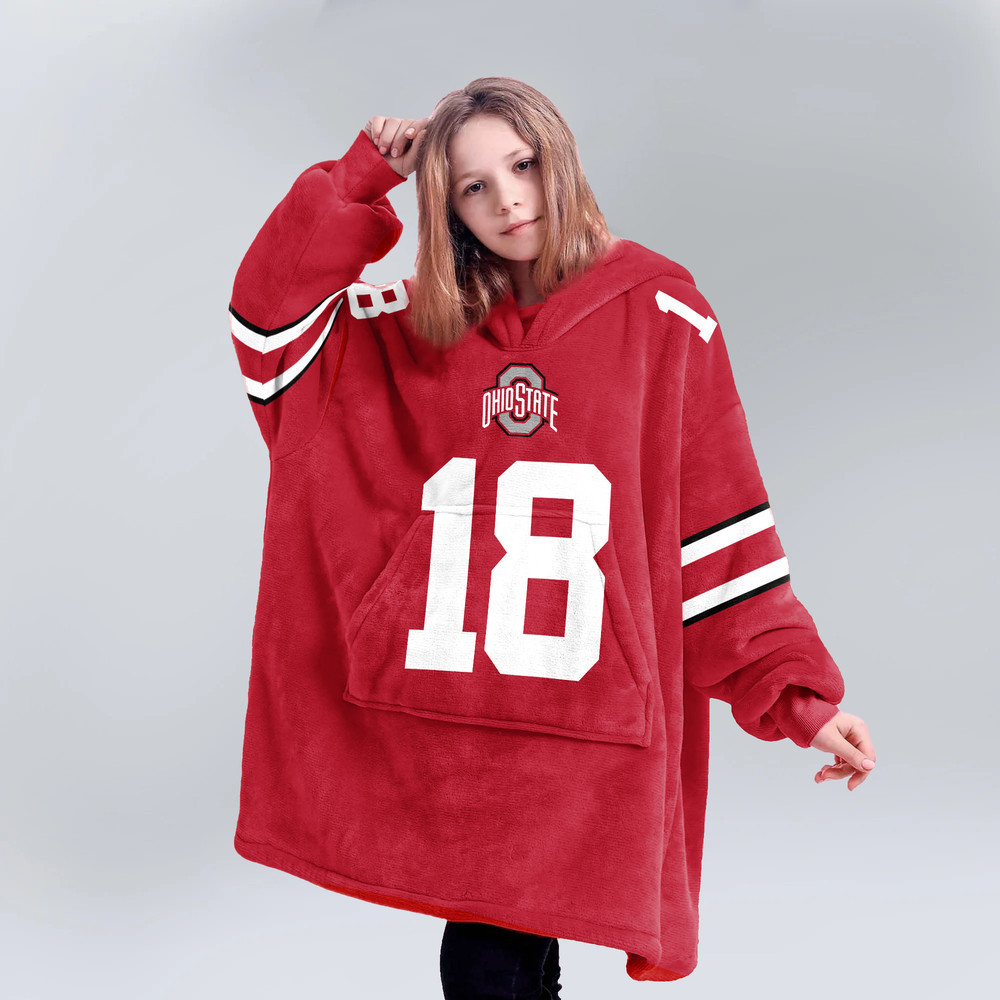 Adult 18 Ohio State Football Unisex Blanket Hoodie