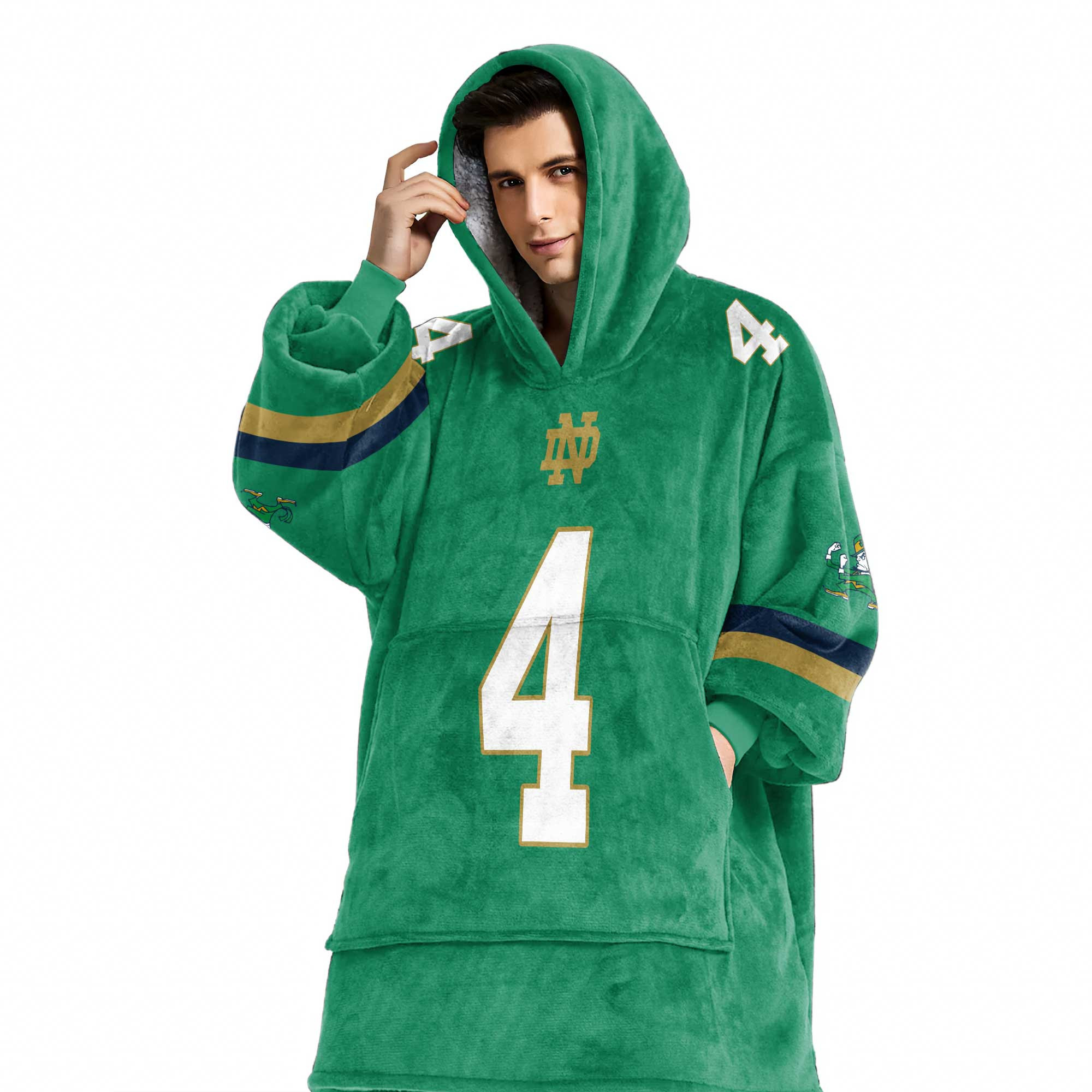 Adult 4 Notre Dame Football Unisex Blanket Hoodie