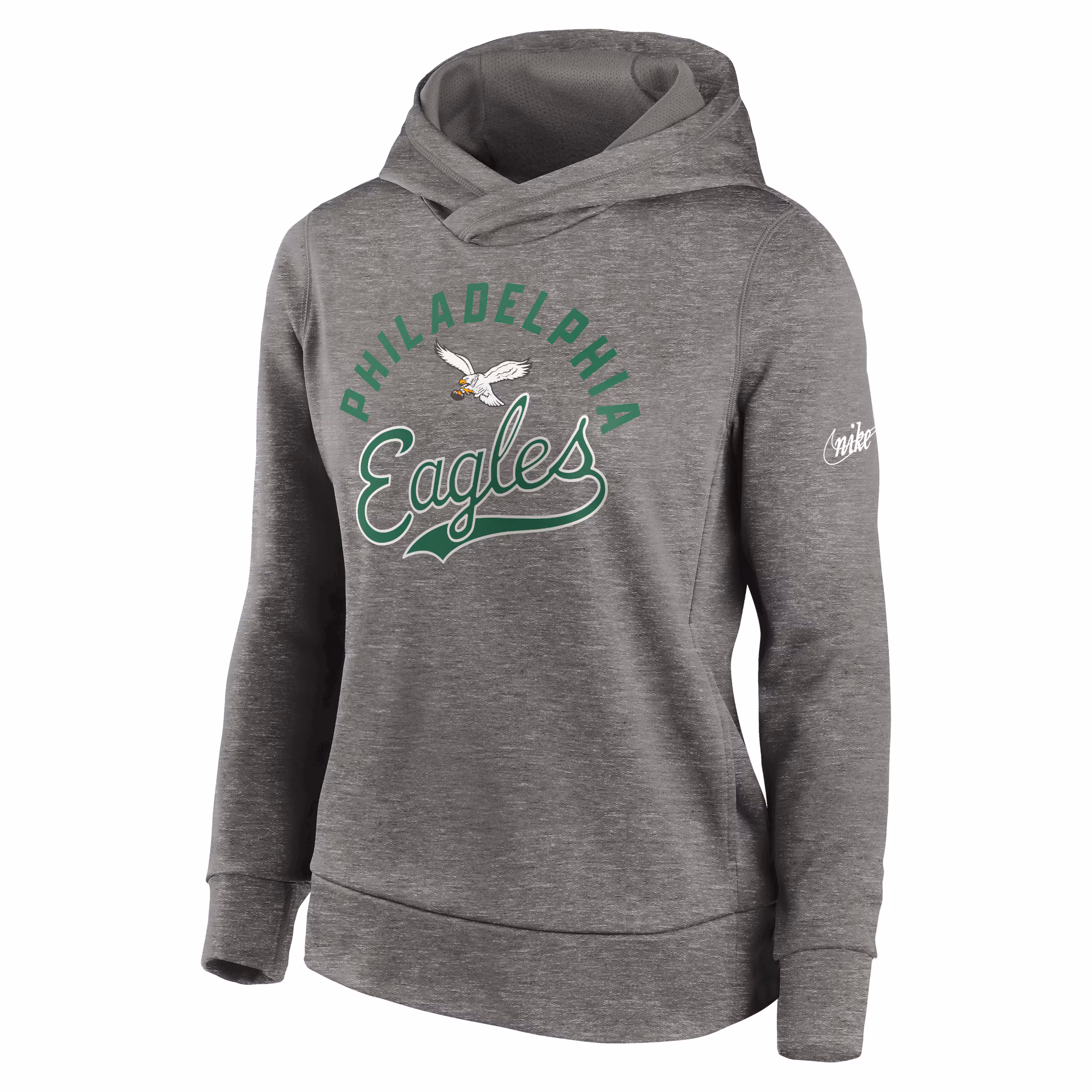 Philadelphia Eagles Women's Stretch Run Fleece Pullover Hoodie - Heather Charcoal