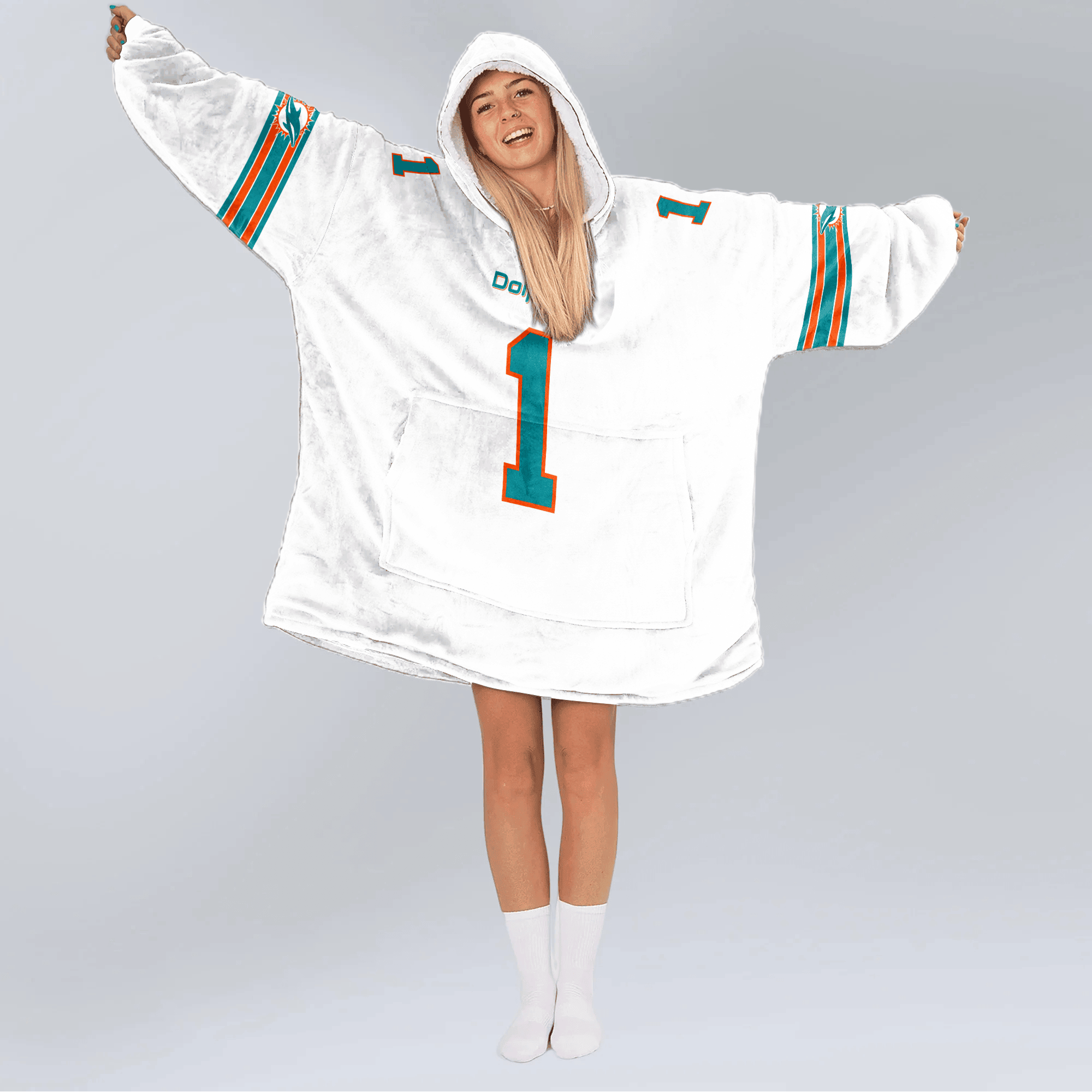 Adult 1 Miami Football Unisex Blanket Hoodie
