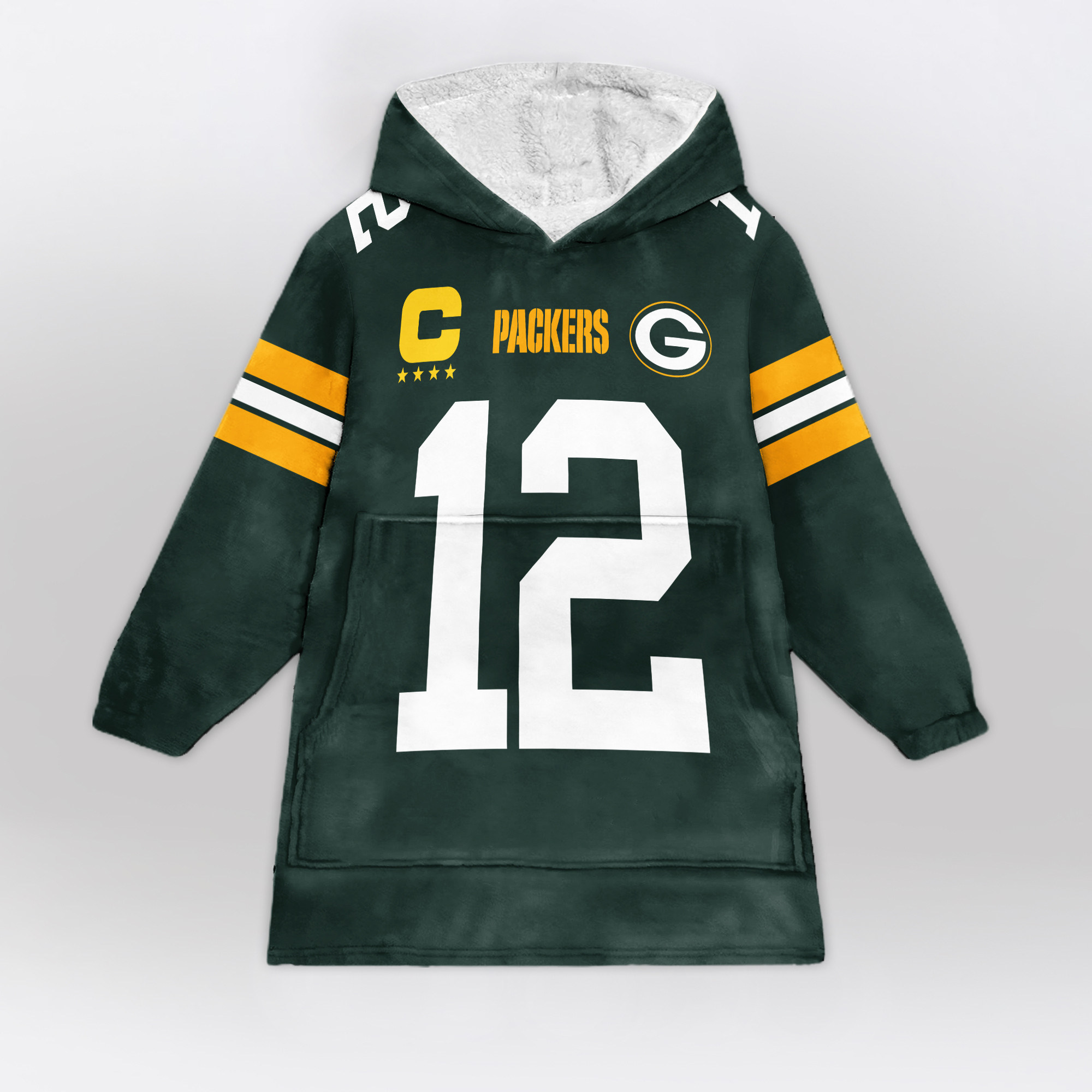 Adult Captain 12 Green Bay Football Unisex Blanket Hoodie