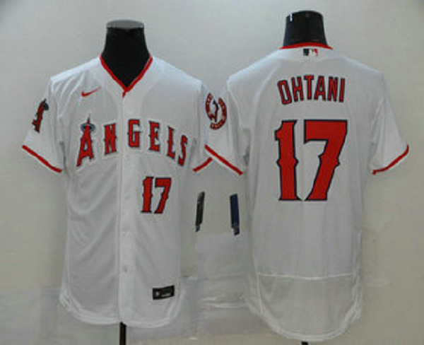 Men's Los Angeles Angels #17 Shohei Ohtani White Stitched MLB Flex Base  Jersey