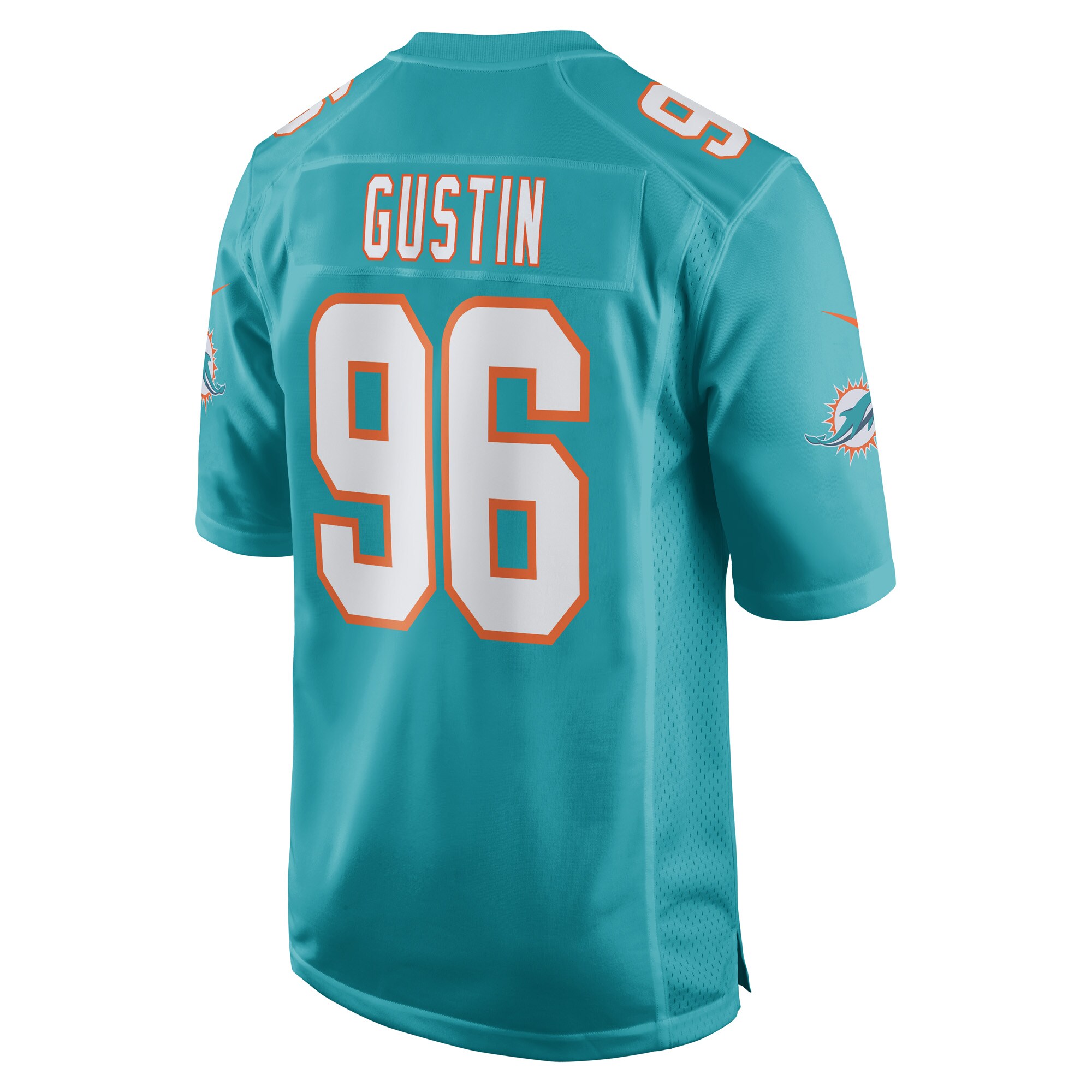 Porter Gustin Miami Dolphins Game Player Jersey - Aqua