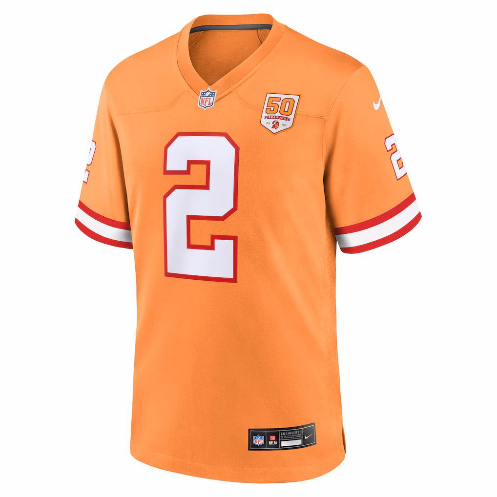 Emeka Egbuka #2 Tampa Bay Buccaneers Alternate 2 50th Season Game Jersey - Creamsicle