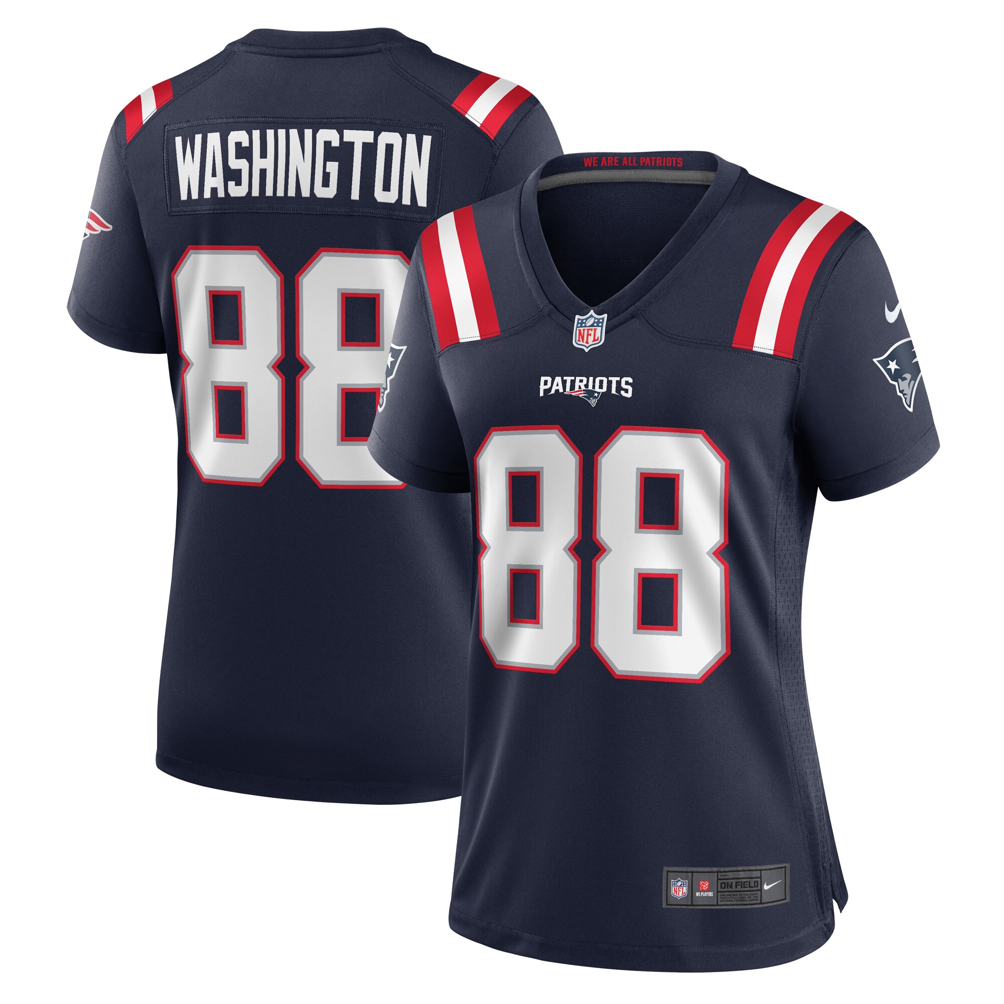 Scotty Washington New England Patriots  Women's Home Game Player Jersey - Navy