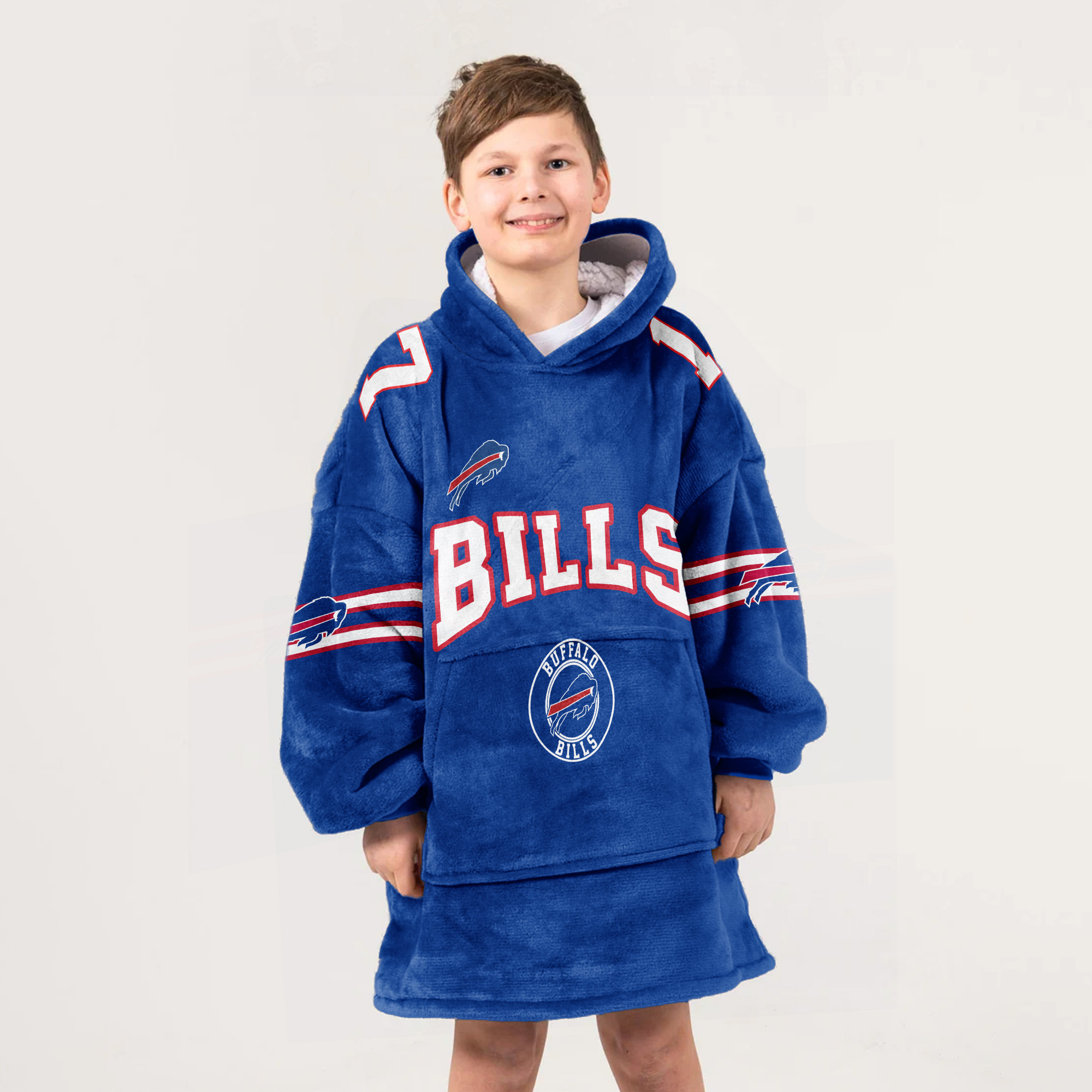 Adult 17 Buffalo Football Unisex Blanket Hoodie
