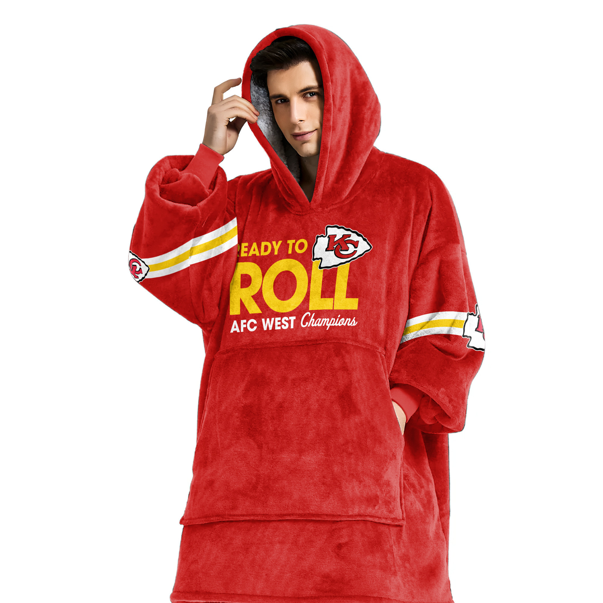 Adult Ready To Roll Kansas City Football Unisex Blanket Hoodie