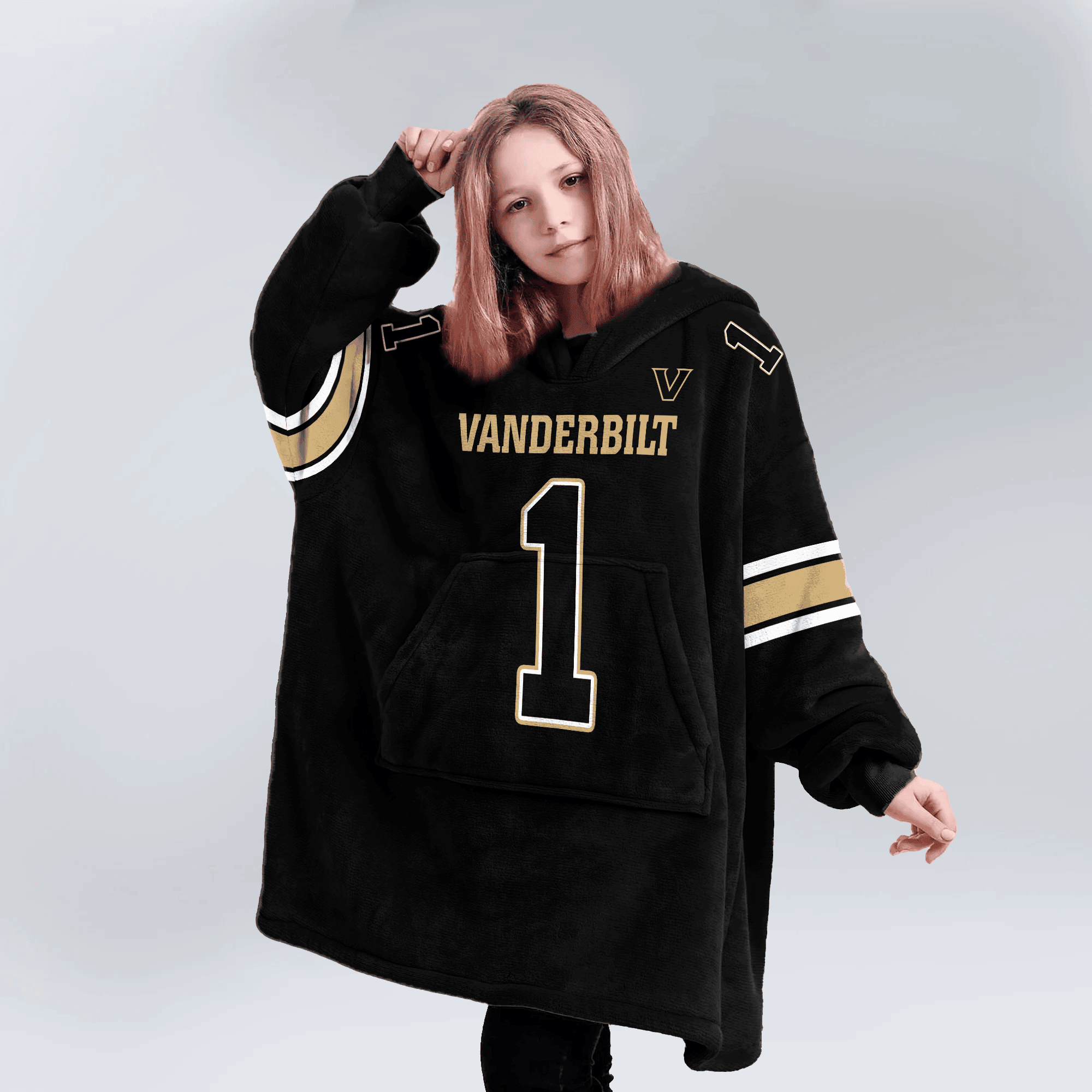 Kid 1 Vanderbilt Football Unisex Blanket Hoodie