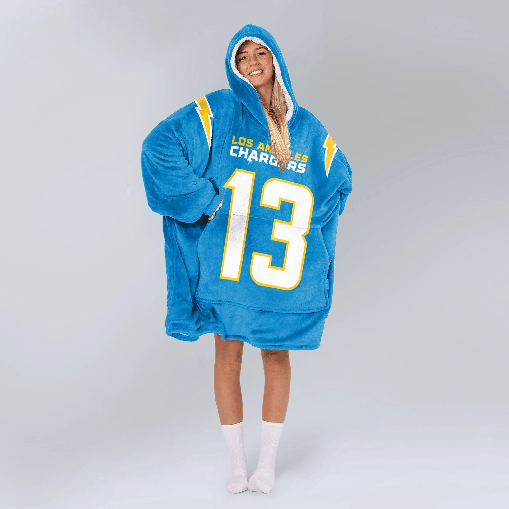 Adult 13 Los Angeles C Football Unisex Blanket Hoodie