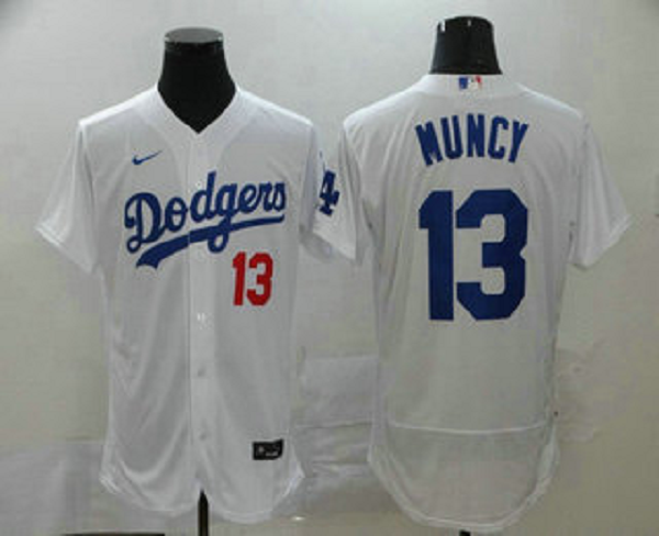 Men's Los Angeles Dodgers #13 Max Muncy White Stitched MLB Flex Base  Jersey
