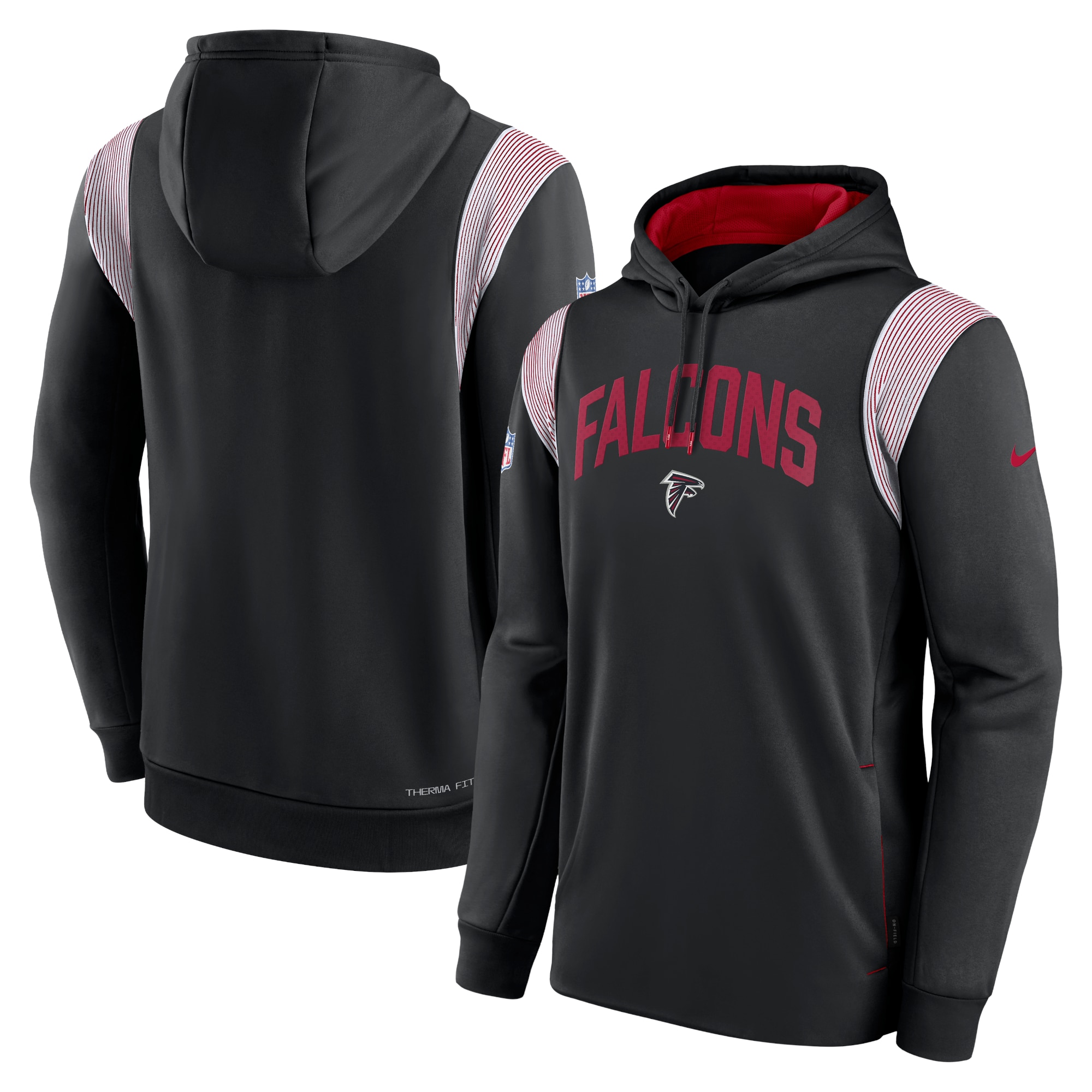 Atlanta Falcons Sideline Athletic Stack Performance Pullover Hoodie - Black