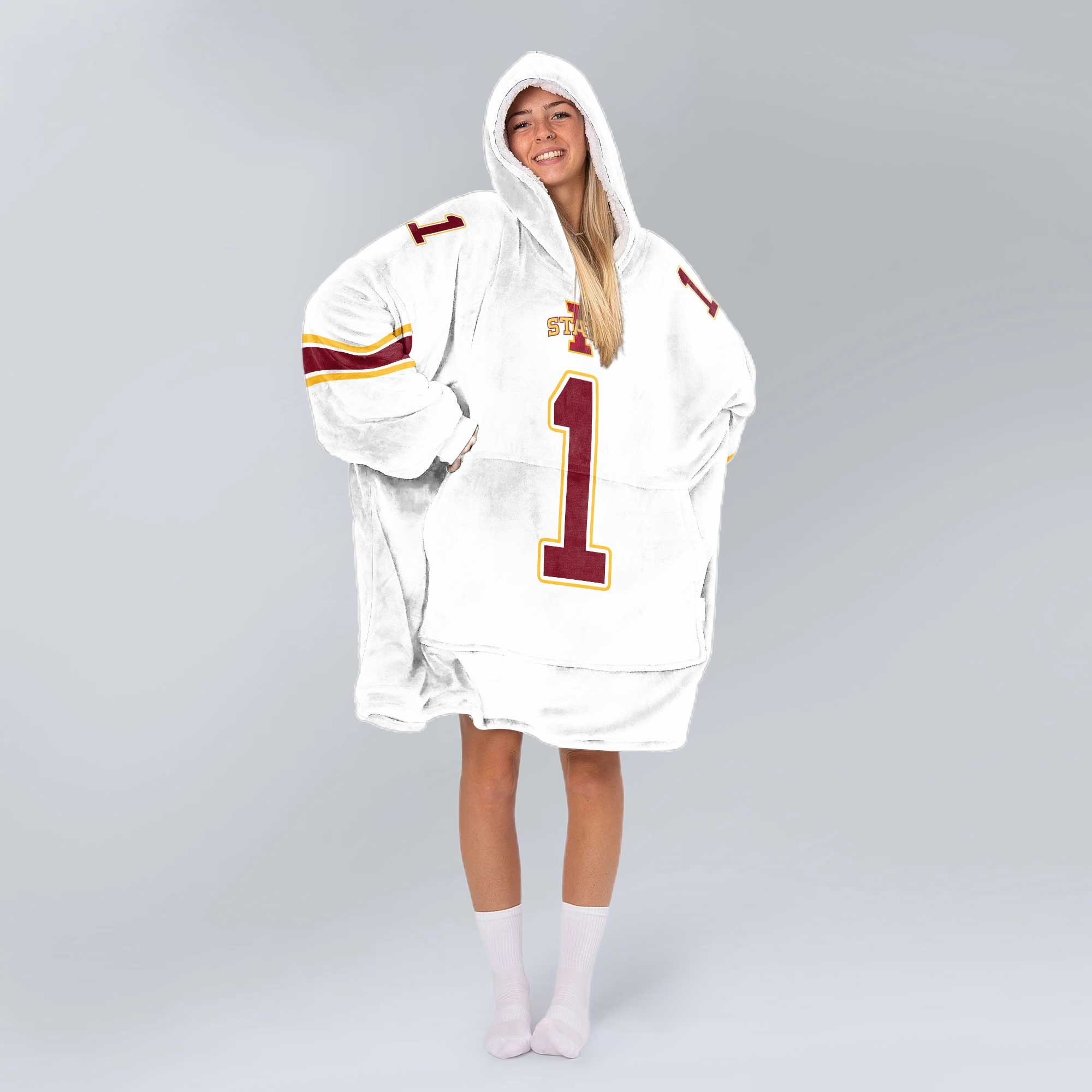 Adult #1 Iowa State Football Unisex Blanket Hoodie