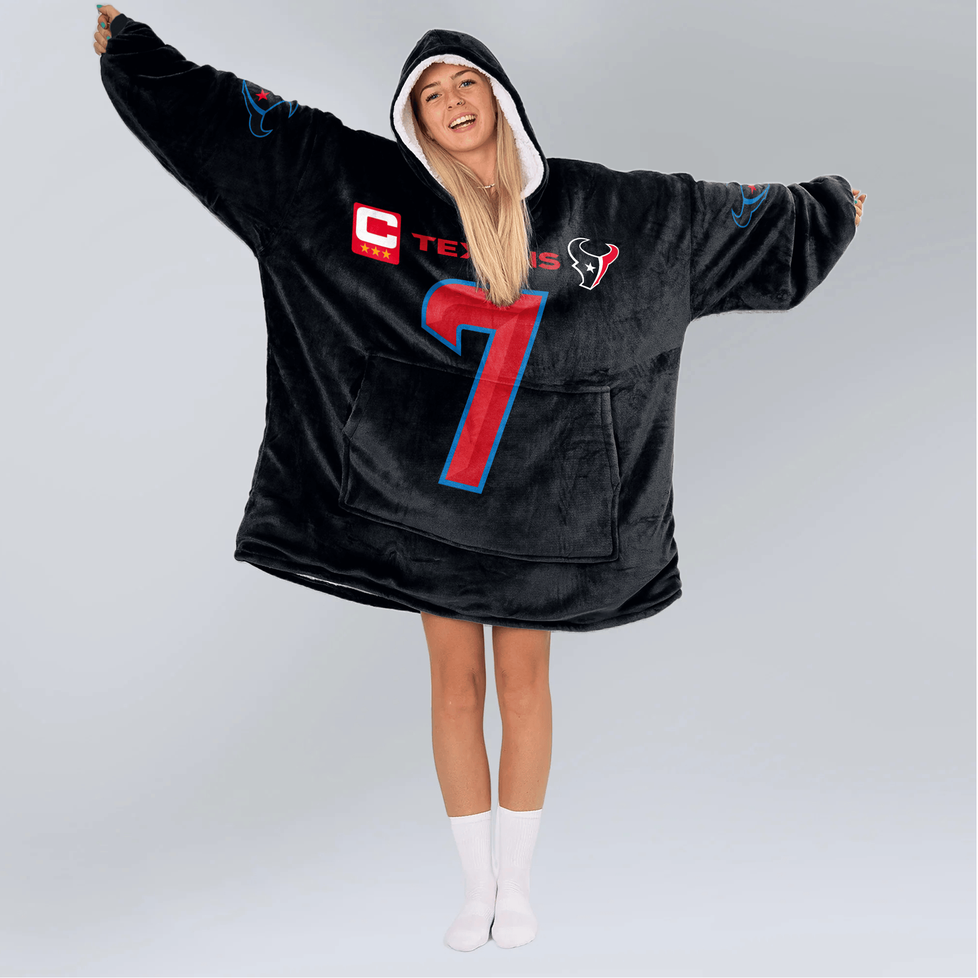Adult C.J.S 7 Captain Houston Football Unisex Blanket Hoodie