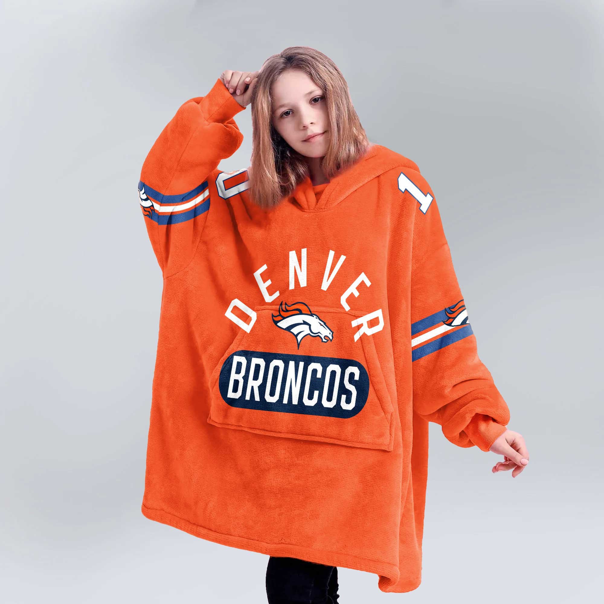 Adult 10 Denver Football Unisex Blanket Hoodie