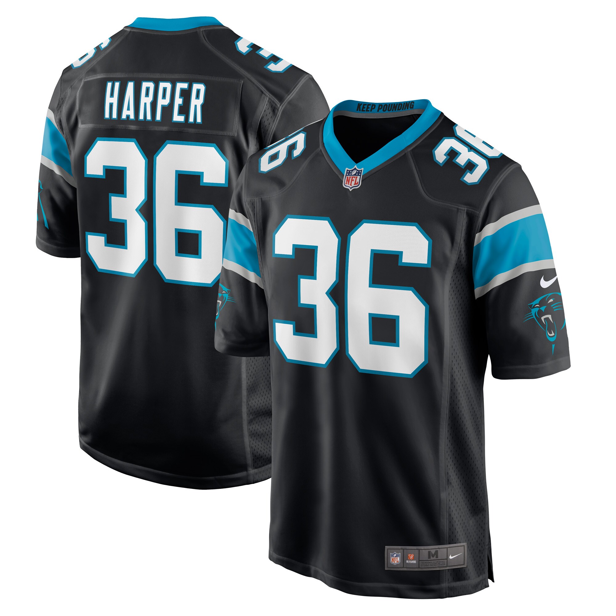 Madre Harper Carolina Panthers  Game Player Jersey - Black