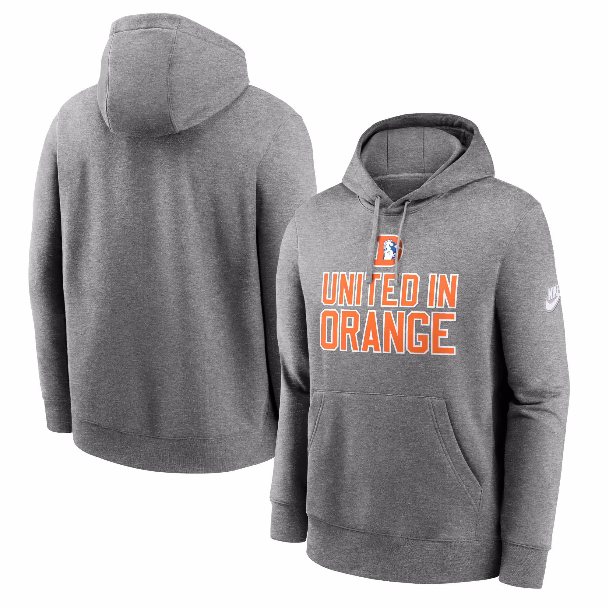 Denver Broncos Club Logo Pullover Hoodie - Heather Gray