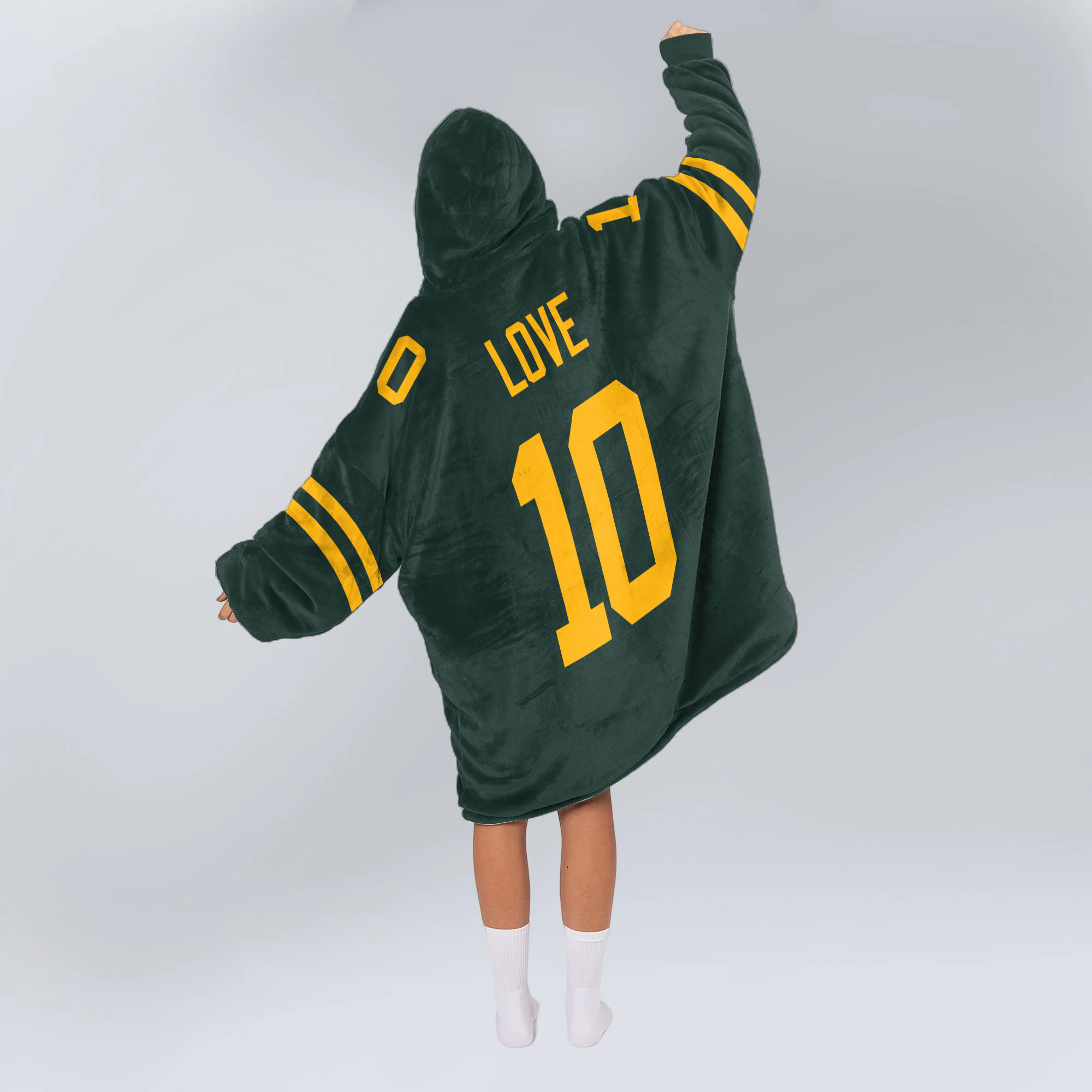 Adult J.L. 10 Green Bay Football Unisex Blanket Hoodie