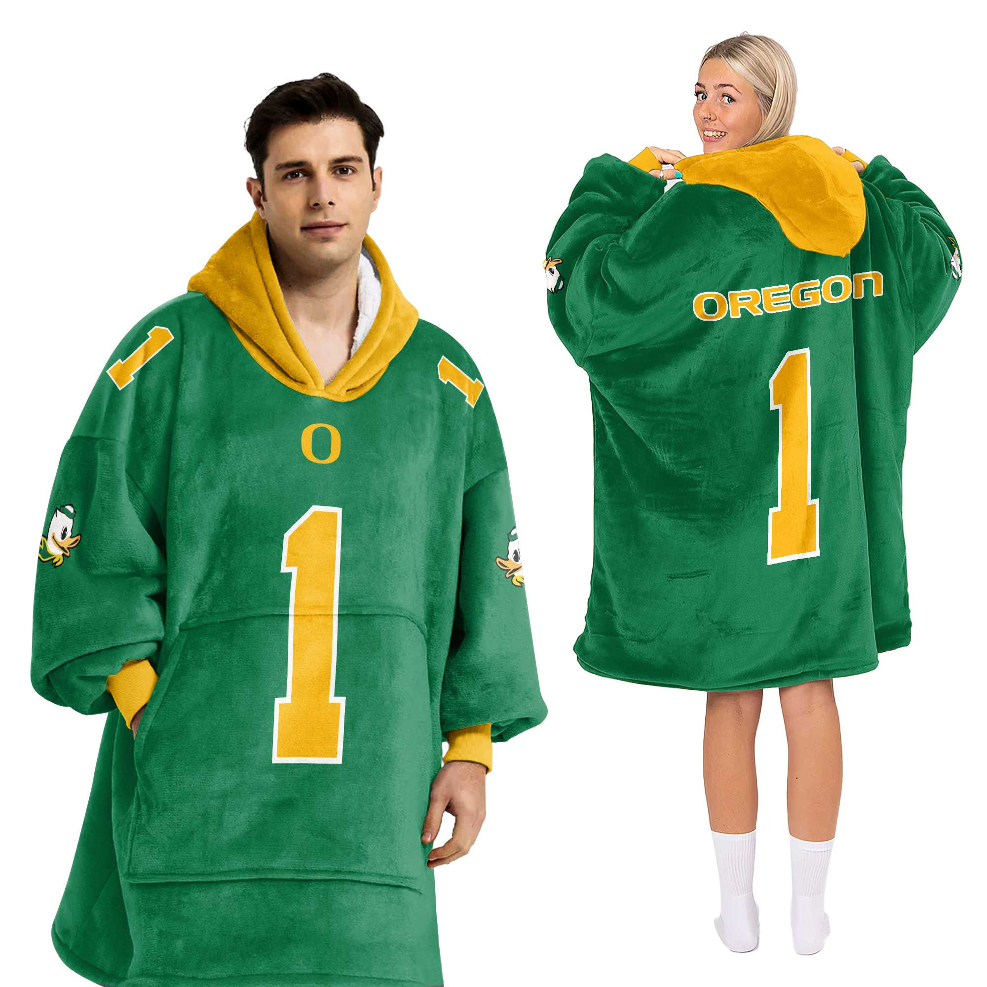 Adult 1 Oregon Football Unisex Blanket Hoodie