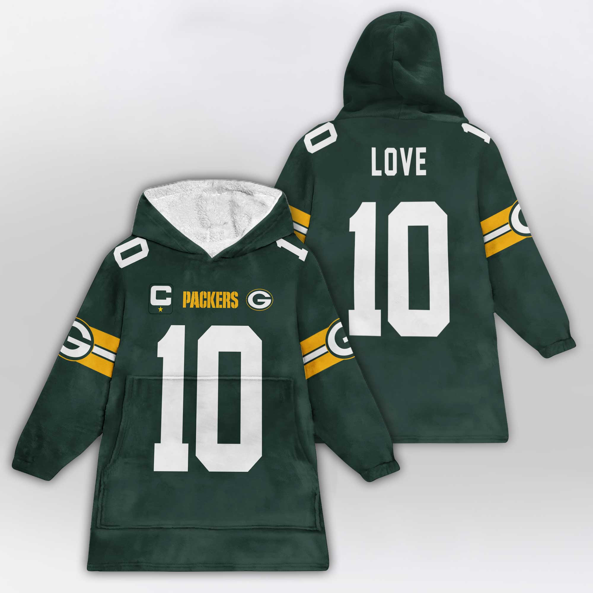 Kid J.L 10 Captain Green Bay Football Unisex Blanket Hoodie