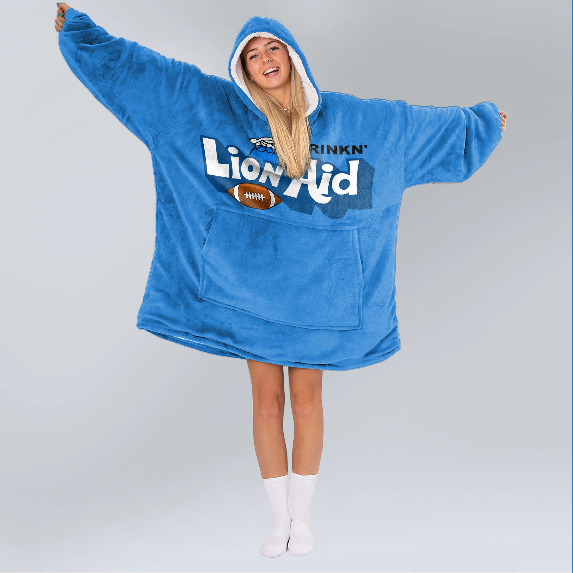 Adult Detroit Football Unisex Blanket Hoodie